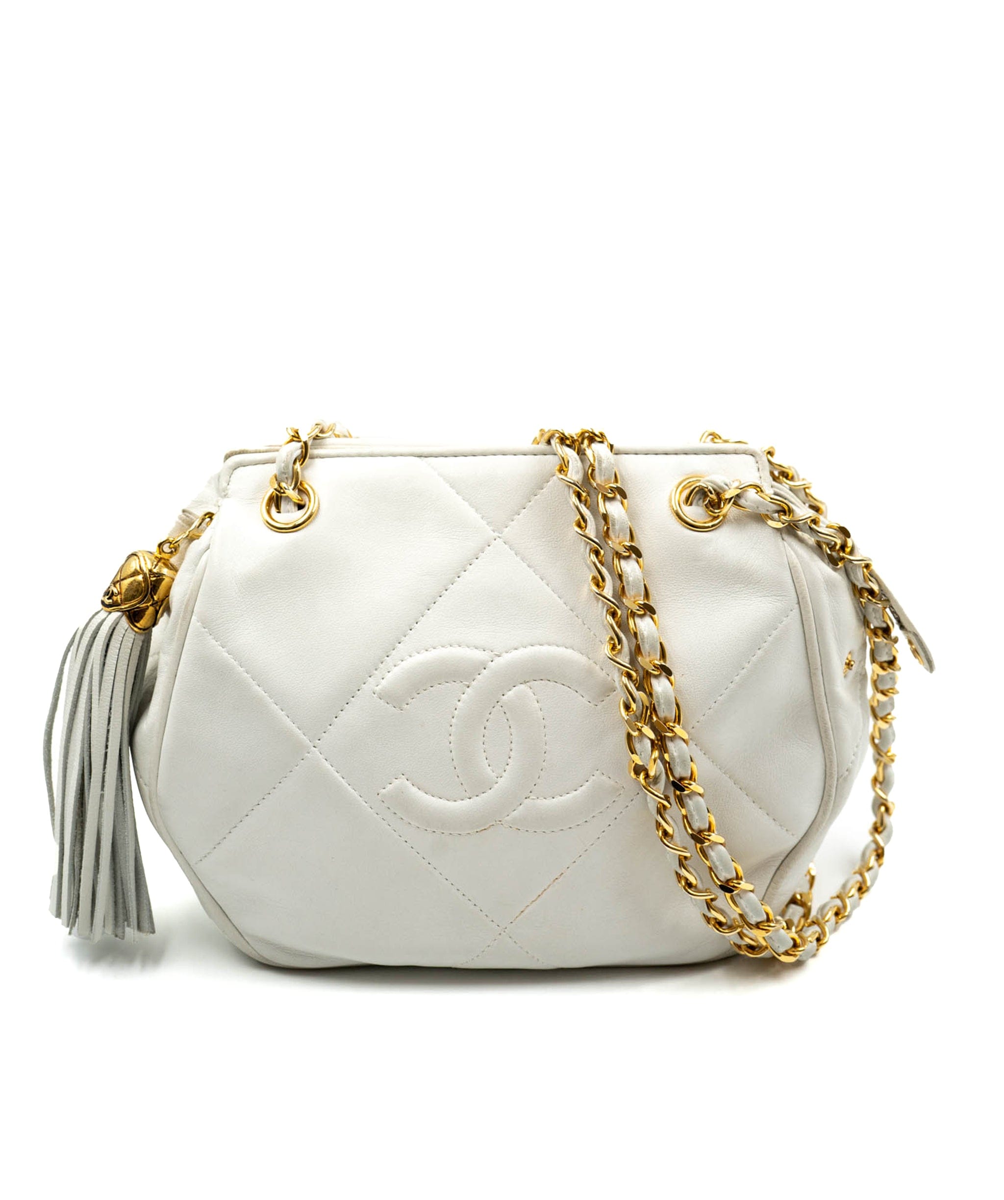 Chanel Chanel White CC Double Chain Shoulder Bag - AWL4103