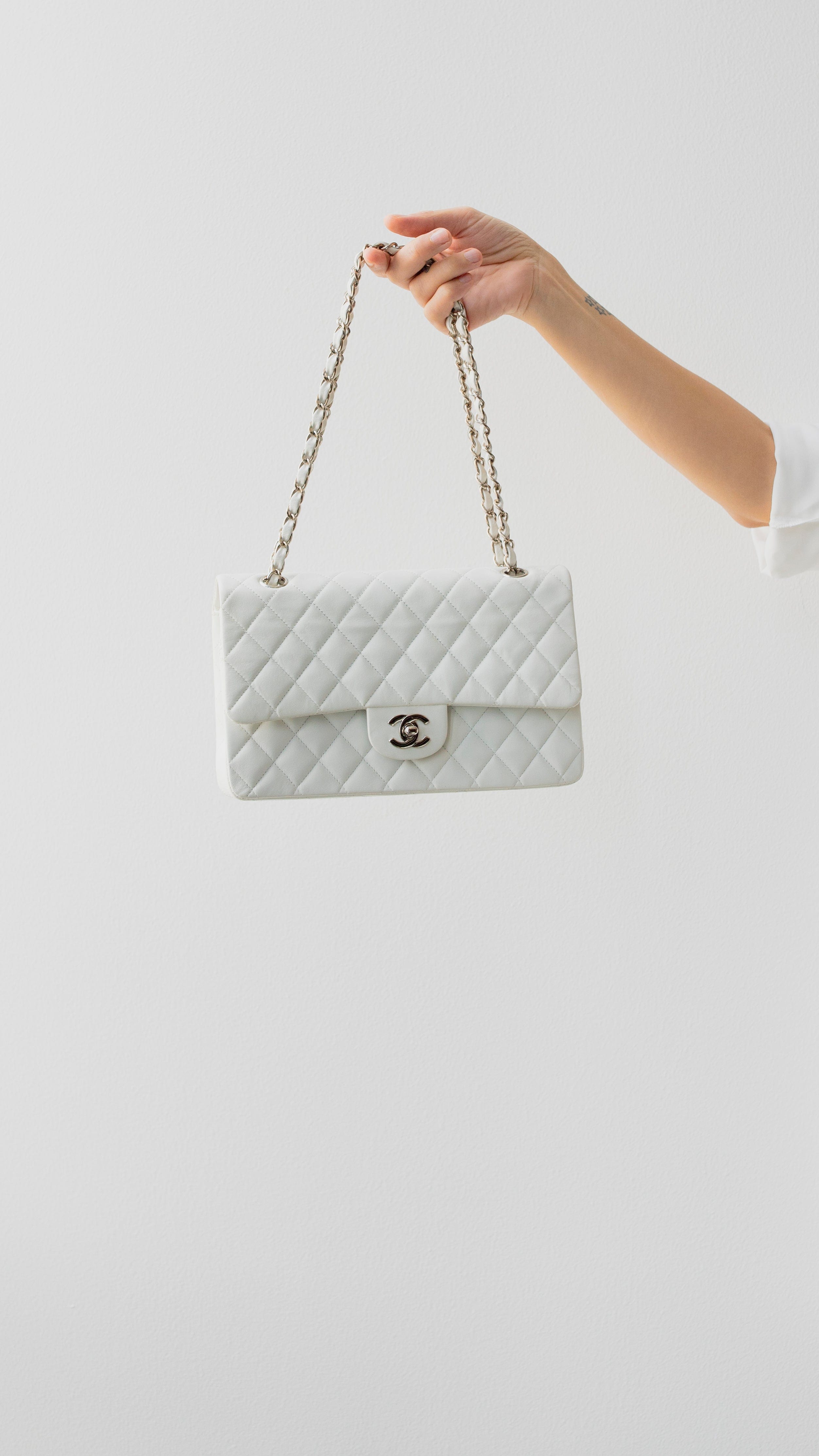 Chanel Chanel White Medium Classic Flap 10" with SHW - AWL2556