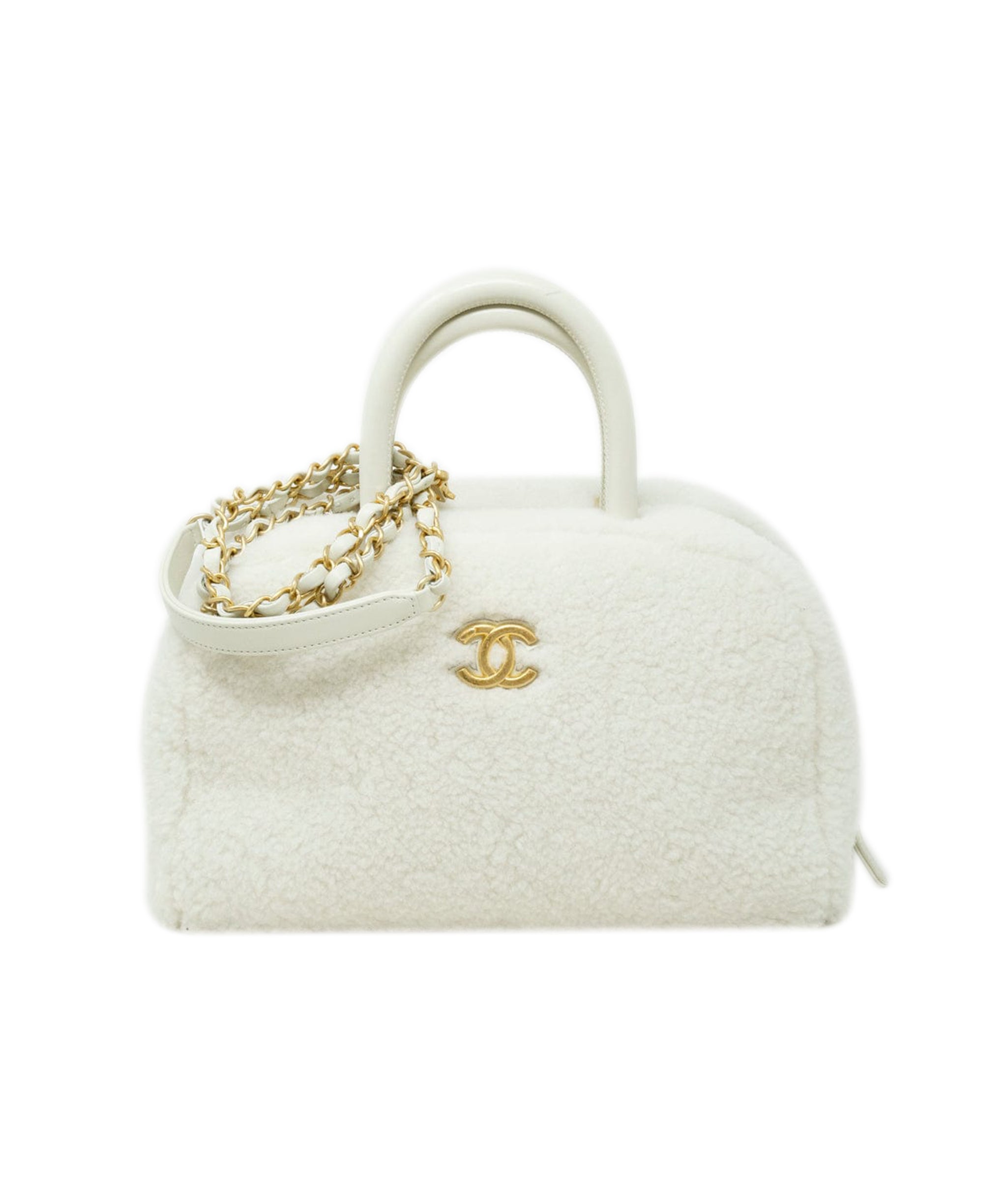 Chanel Chanel White Shearling Coco Bowling Bag - ASL2172 - AUC