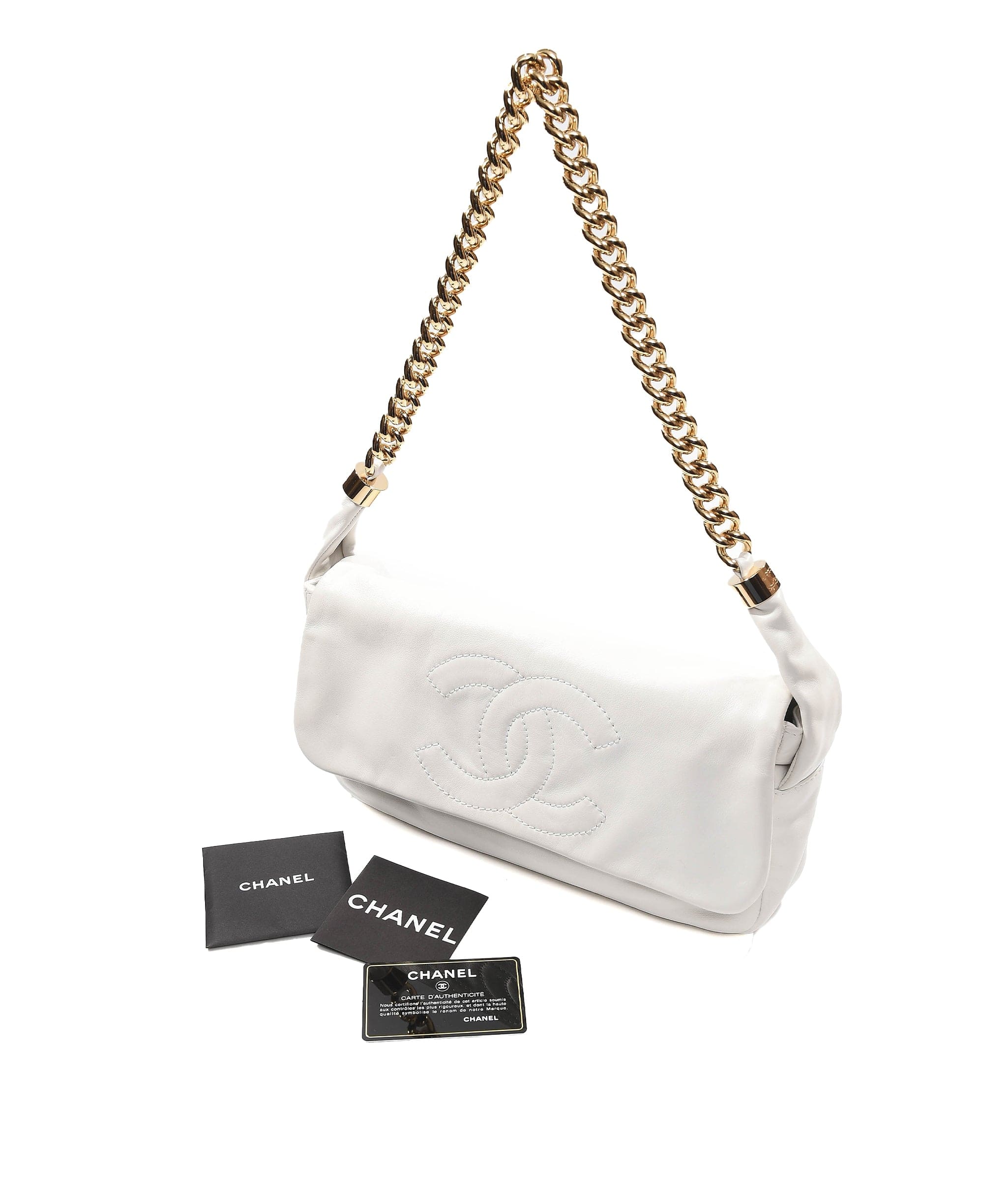 Chanel Chanel White Shoulder Bag Chunky GHW Chain Strap SKC1039