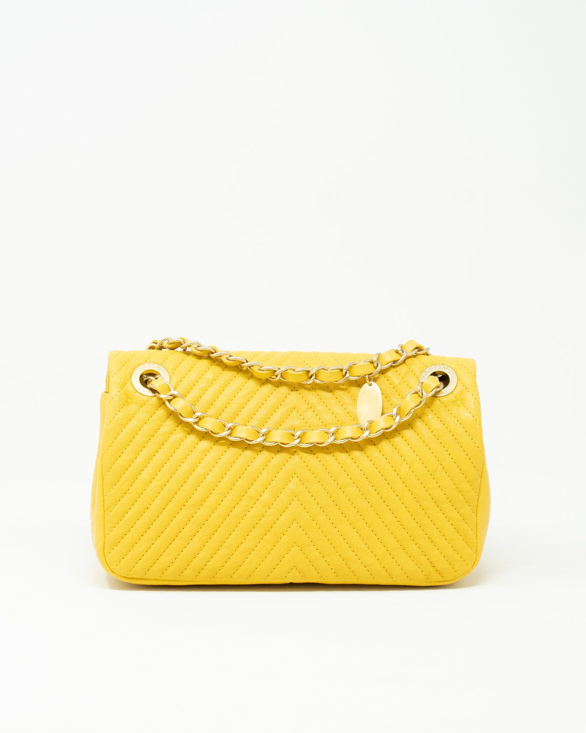 Chanel Chanel Yellow Chevron Leather Classic Flap Bag GHW - AGL1551