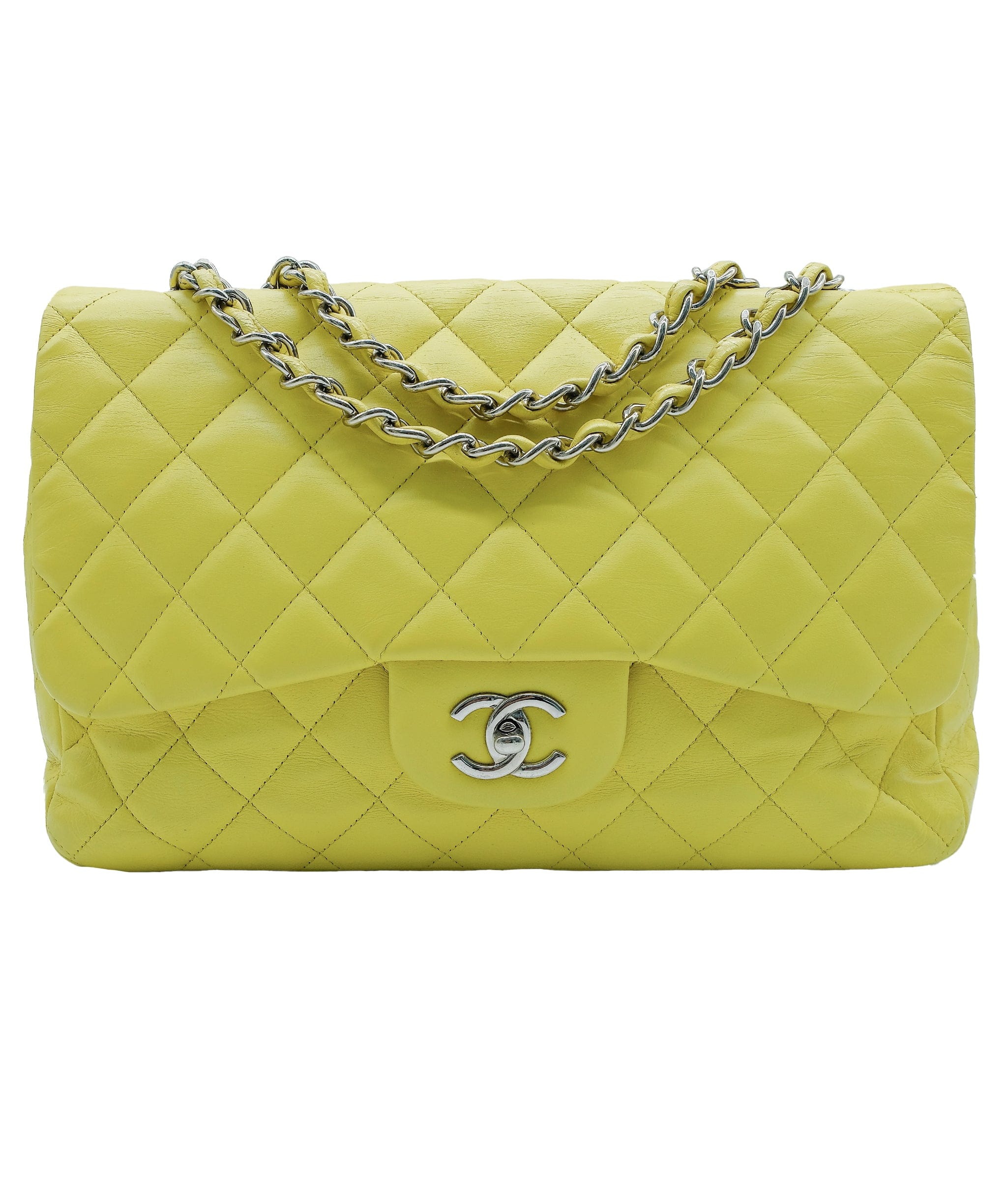 Chanel Chanel Yellow Jumbo Classic Flap Bag REC1252