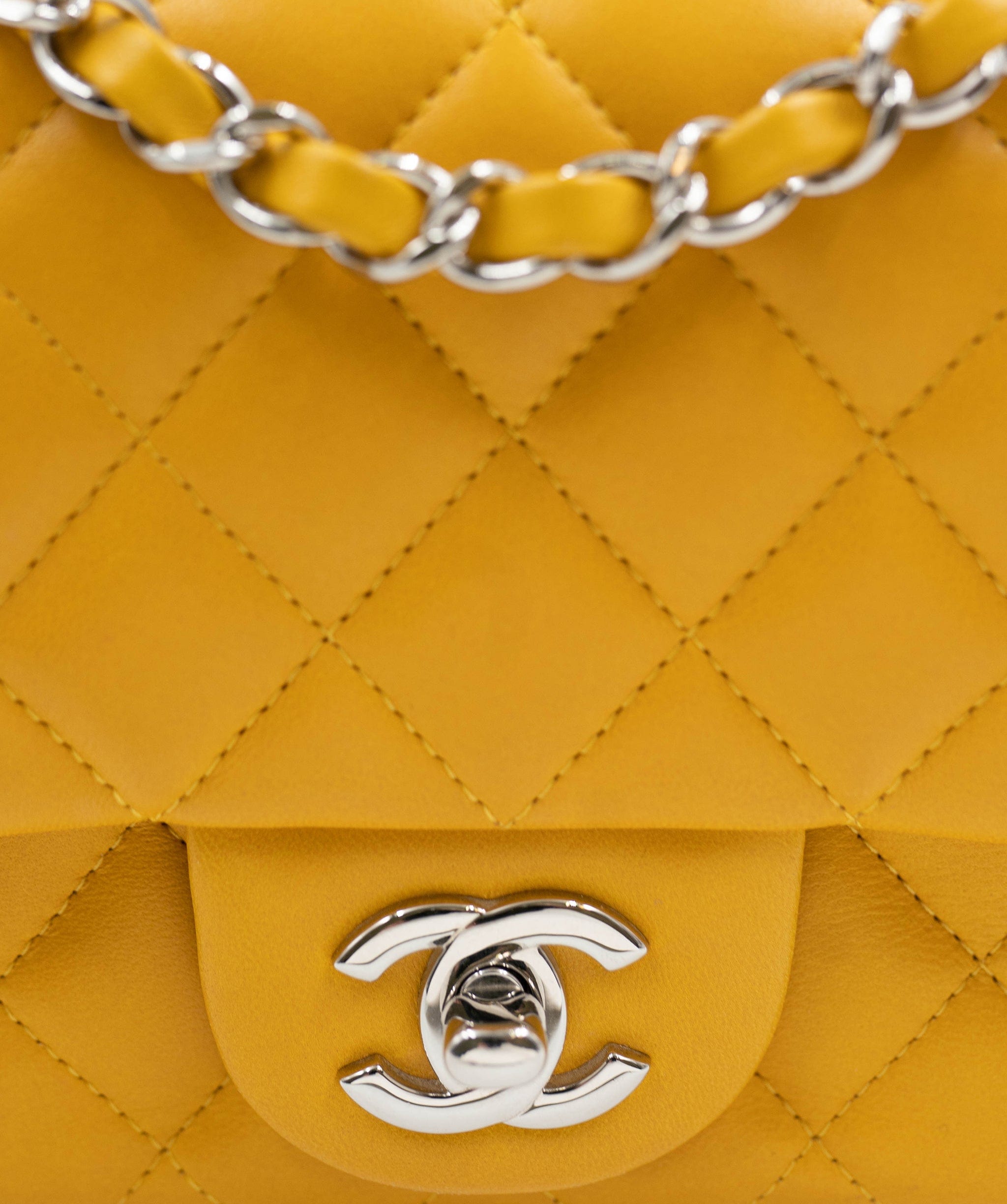 Chanel Chanel yellow lambskin mini ASL4324