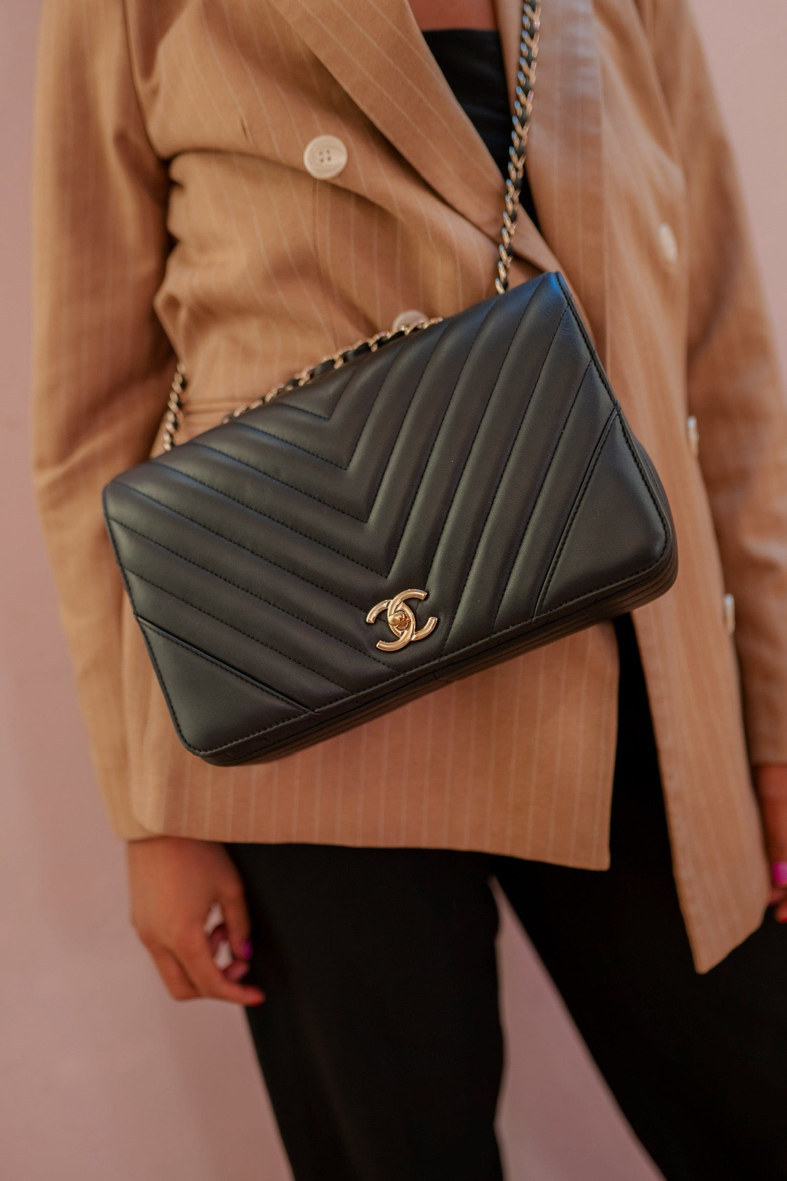 Chanel Christian Dior Chevron Flap Bag - ADL1799