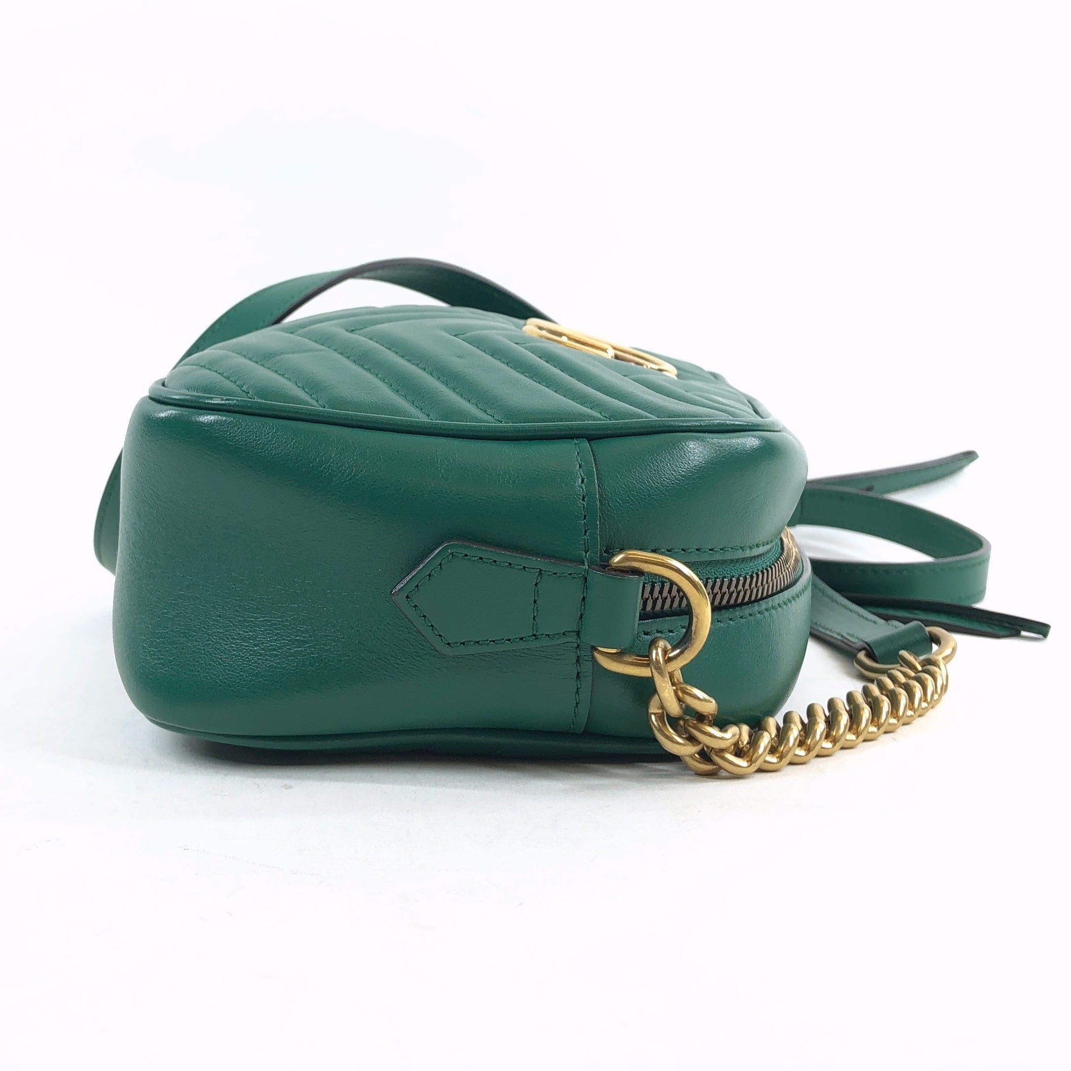 Chanel Gucci Gg Marmont Quilted Shoulder Bag Green Leather... PXL1578