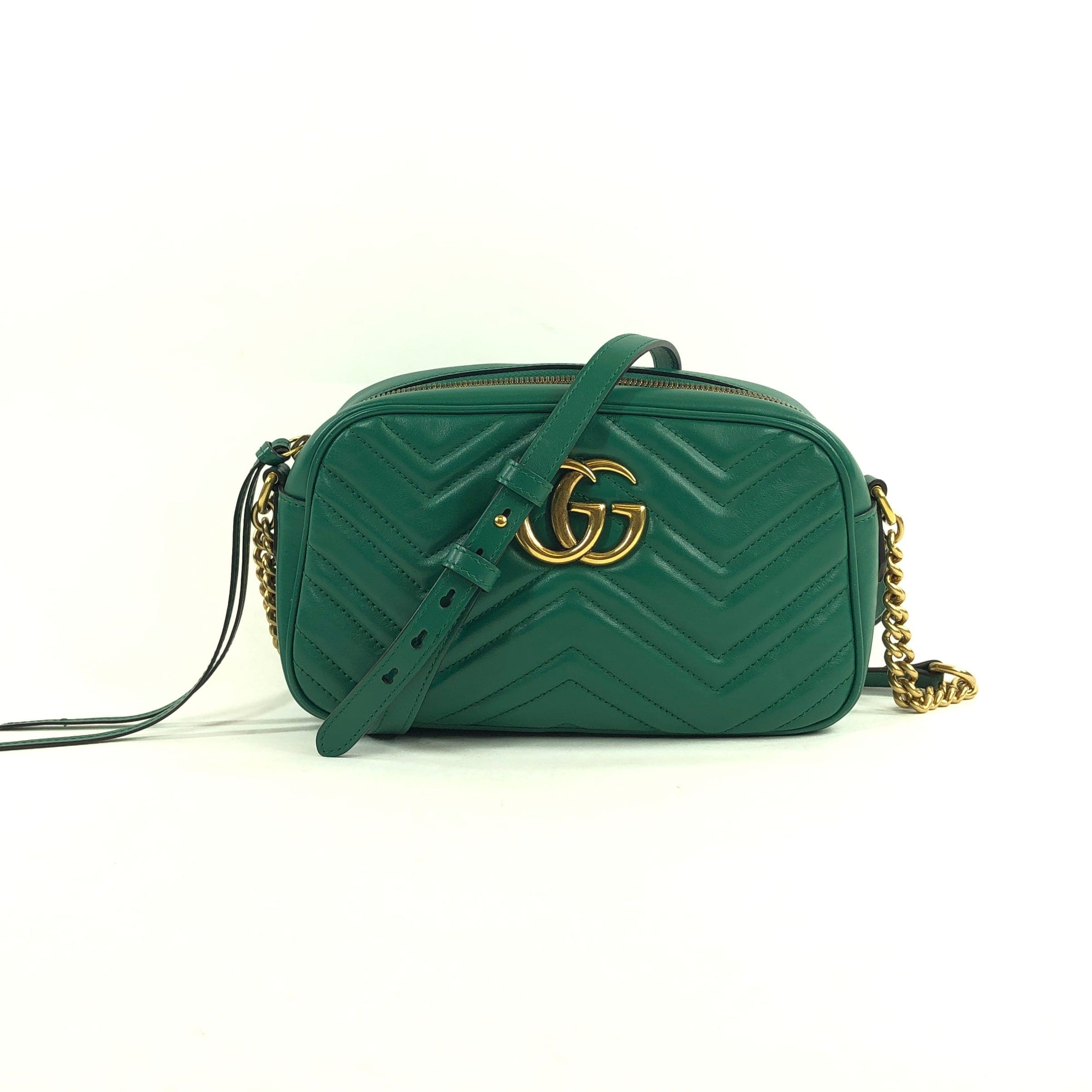 Chanel Gucci Gg Marmont Quilted Shoulder Bag Green Leather... PXL1578