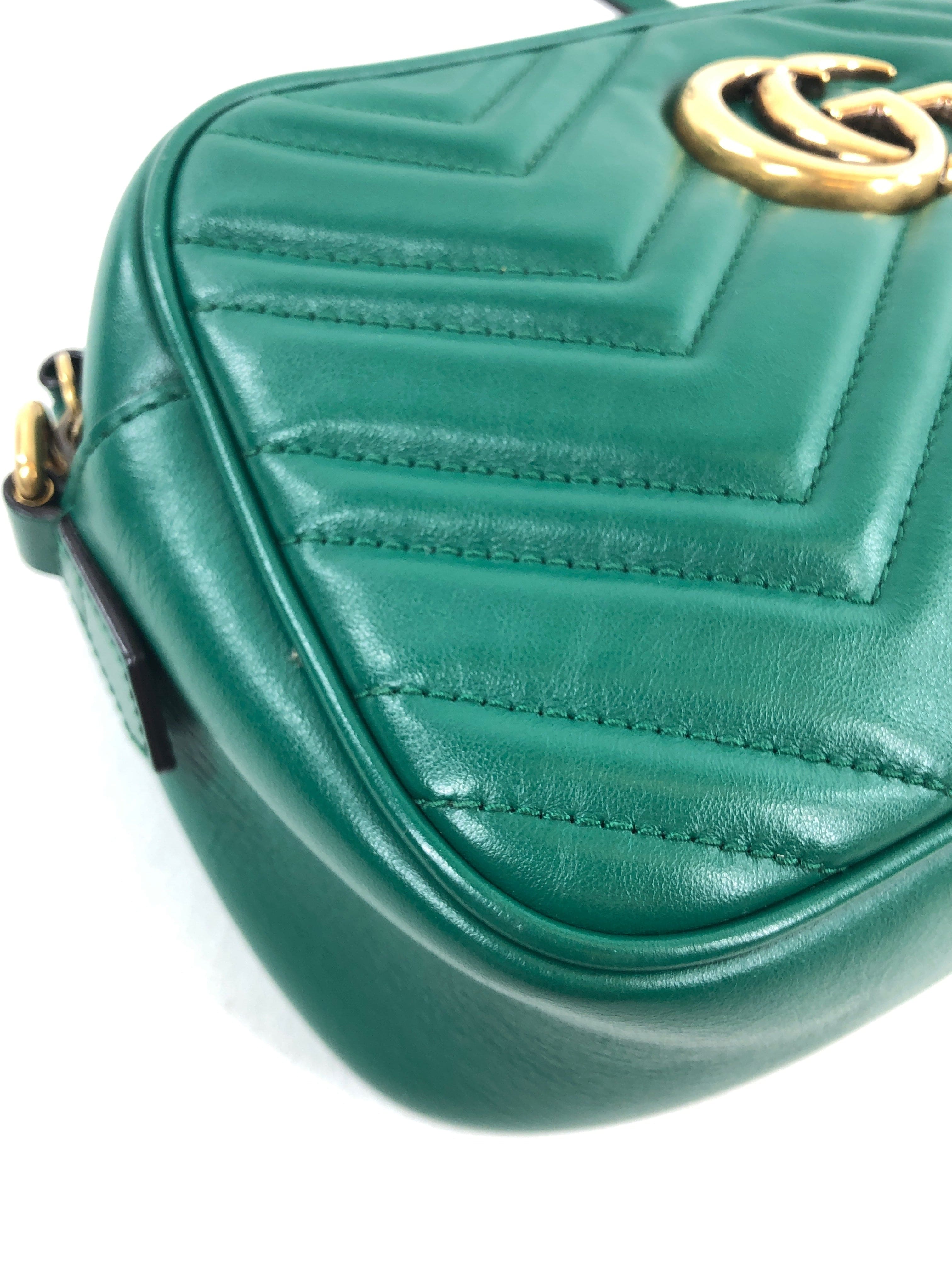 Chanel Gucci Gg Marmont Quilted Shoulder Bag Green Leather... PXL1578