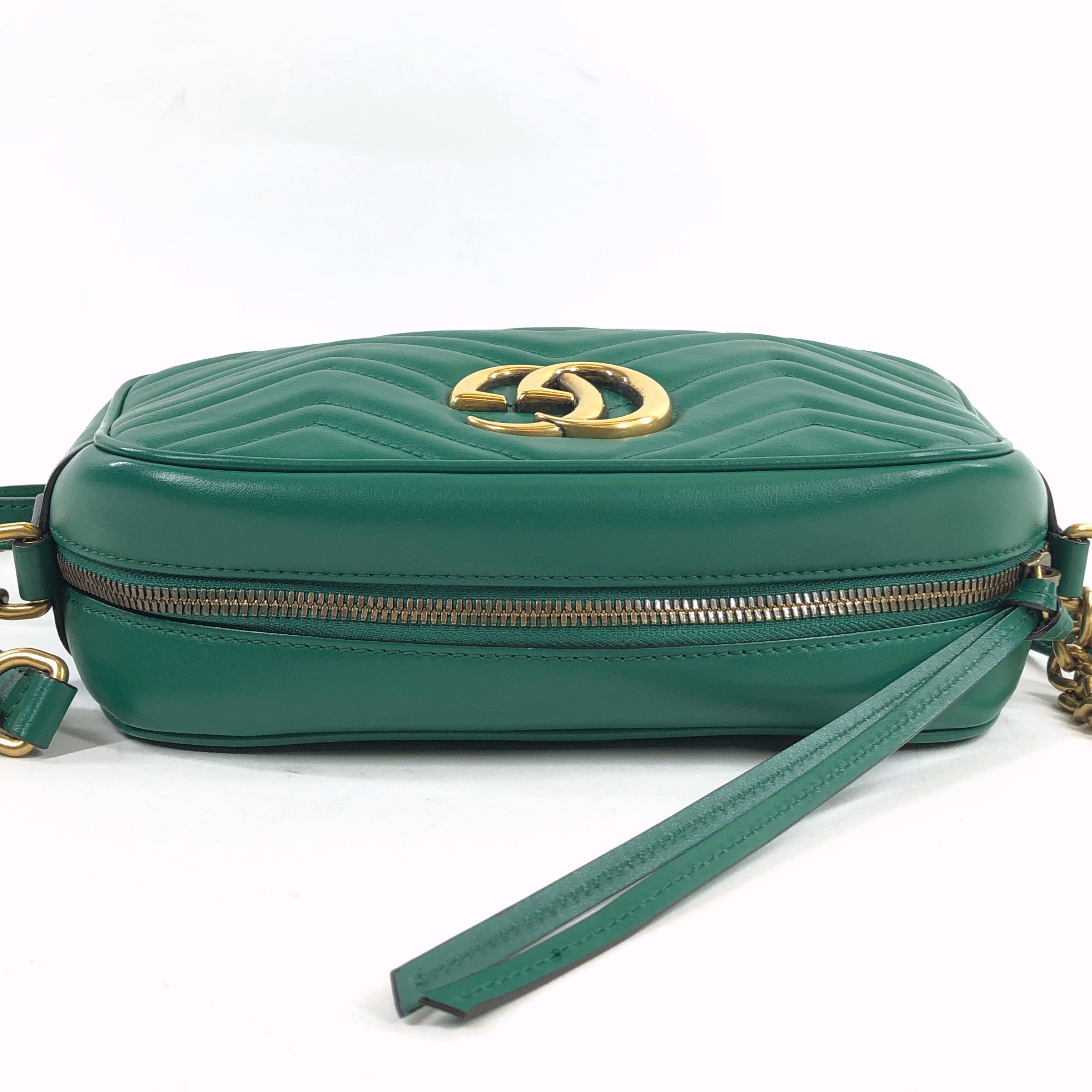 Chanel Gucci Gg Marmont Quilted Shoulder Bag Green Leather... PXL1578