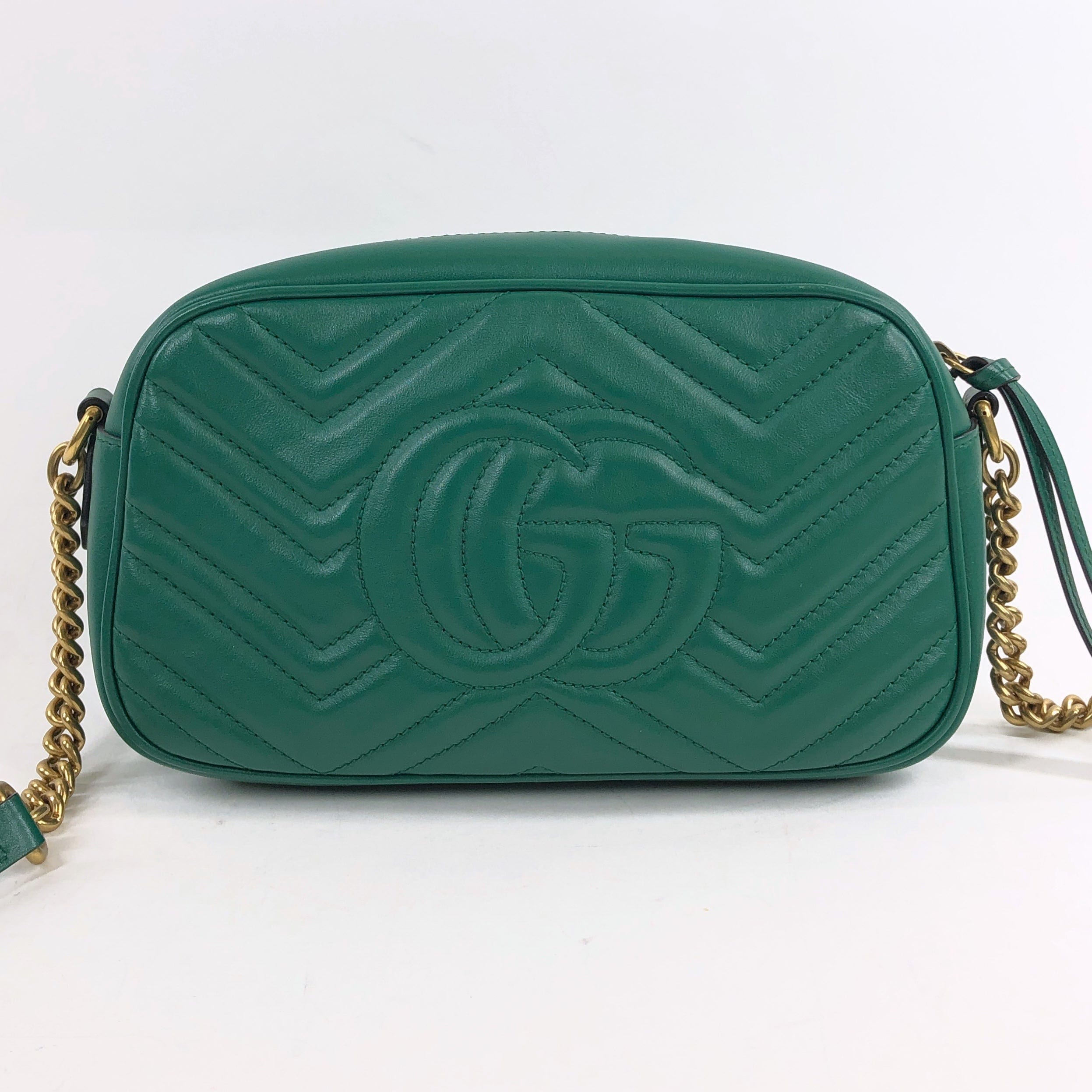 Chanel Gucci Gg Marmont Quilted Shoulder Bag Green Leather... PXL1578