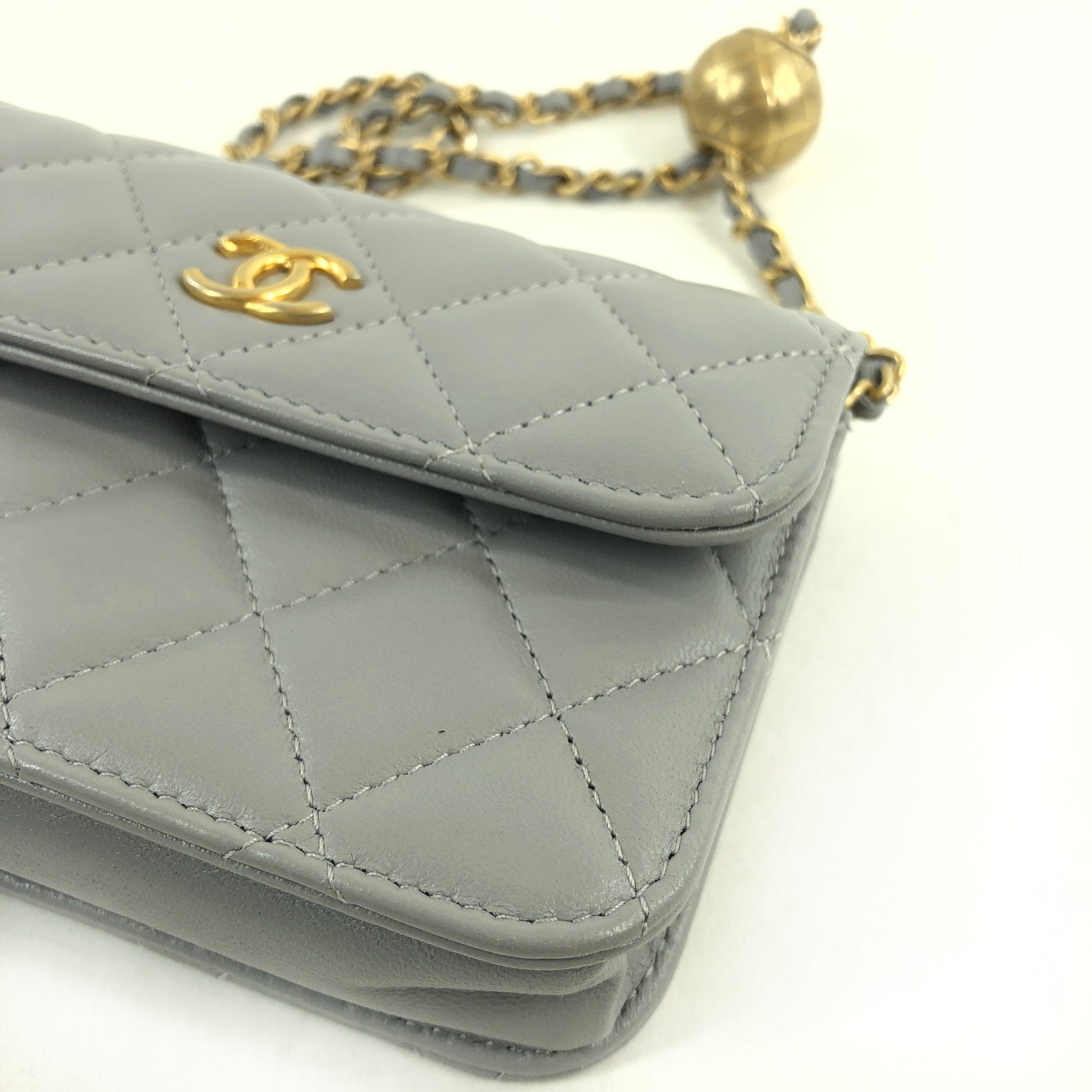 Chanel Matrasse Gray Mini Shoulder Bag With Charm 31st  PXL1483