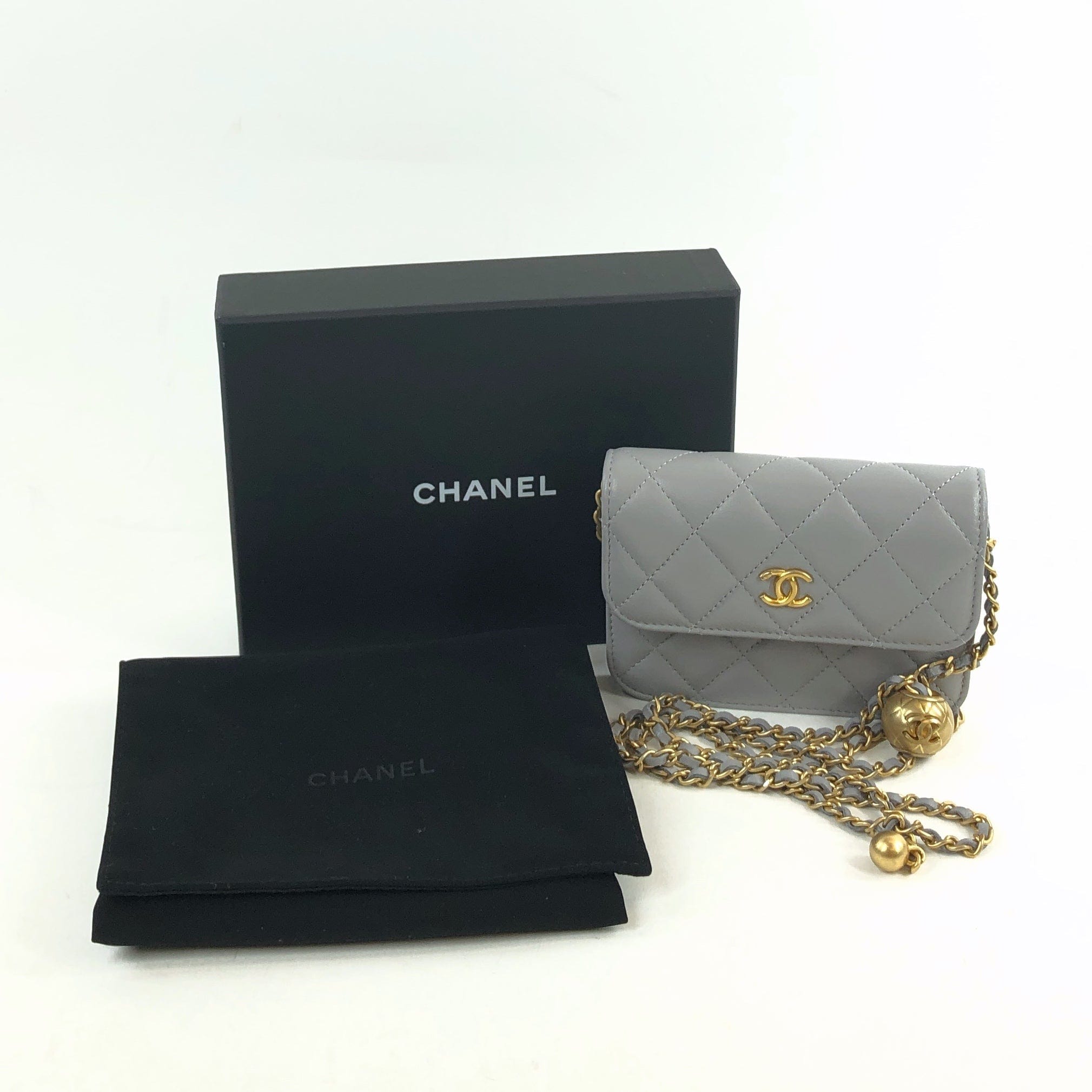 Chanel Matrasse Gray Mini Shoulder Bag With Charm 31st  PXL1483