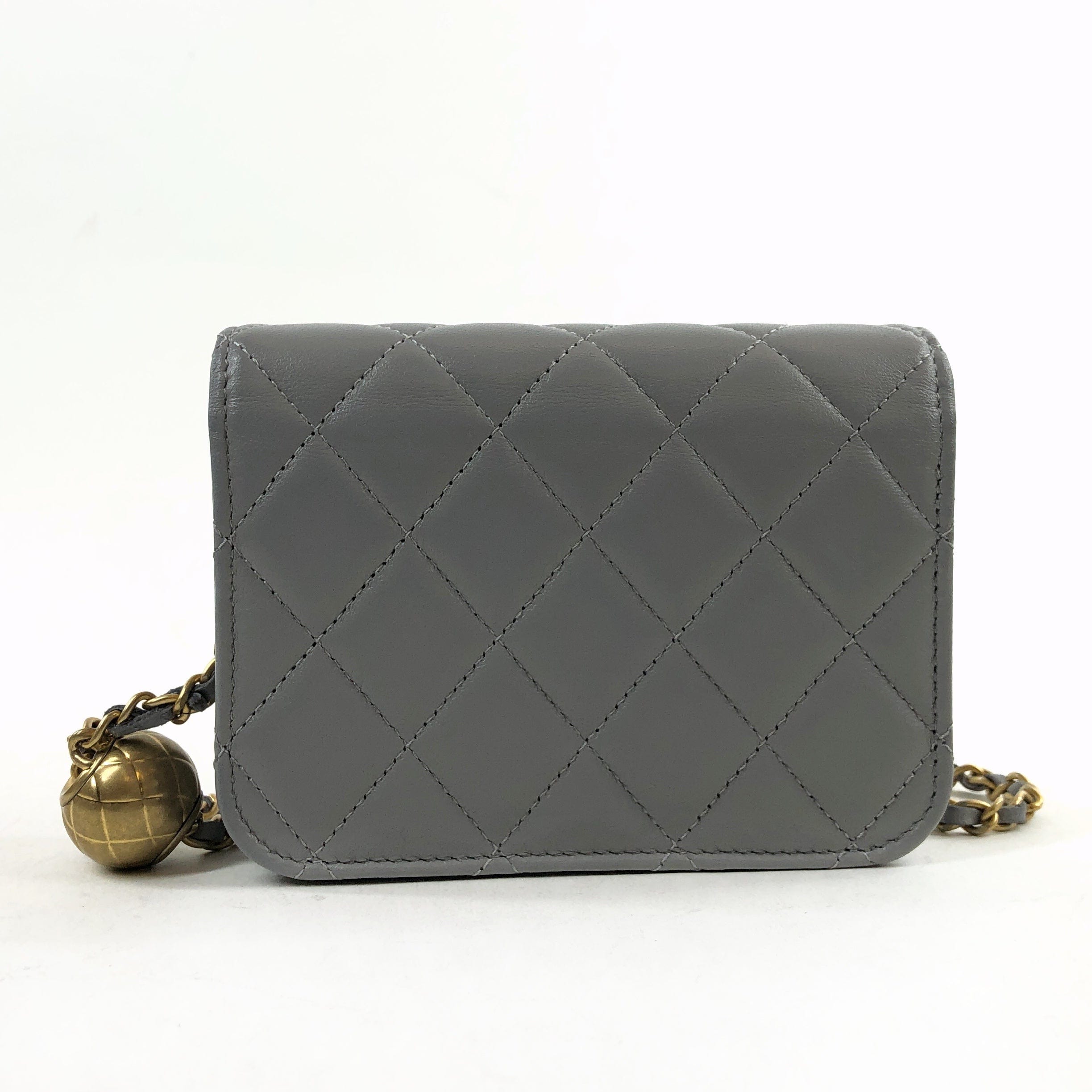 Chanel Matrasse Gray Mini Shoulder Bag With Charm 31st  PXL1483