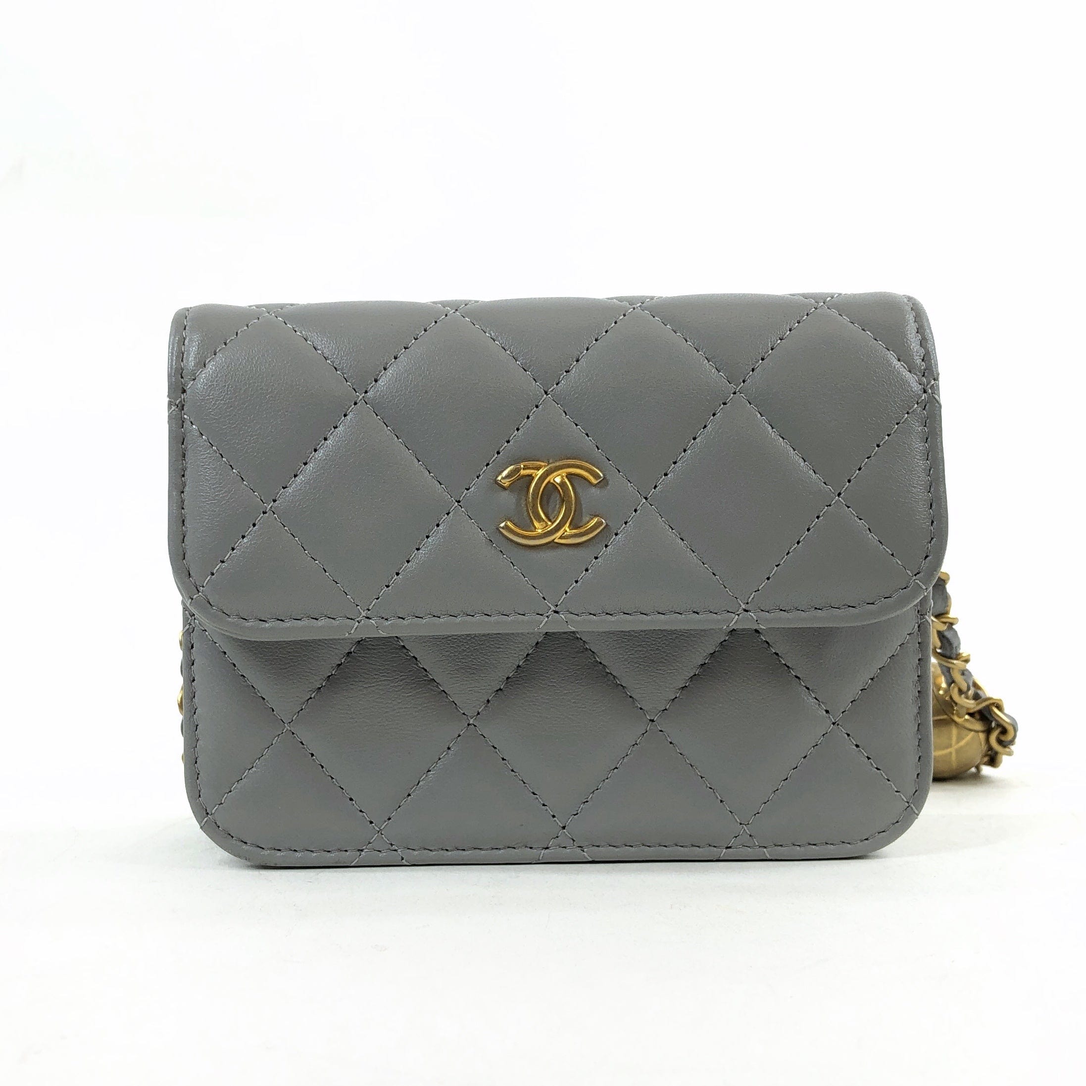 Chanel Matrasse Gray Mini Shoulder Bag With Charm 31st  PXL1483