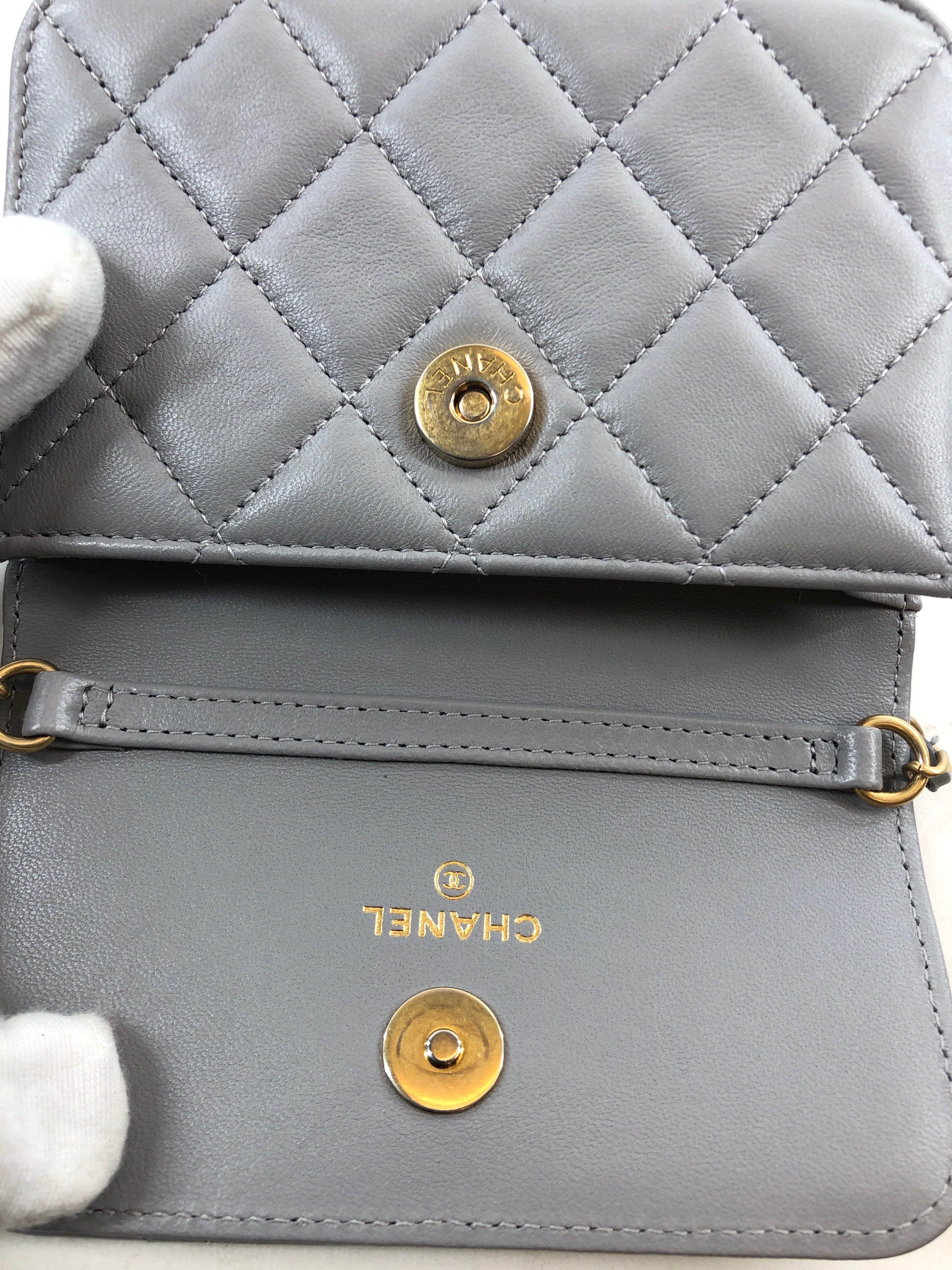 Chanel Matrasse Gray Mini Shoulder Bag With Charm 31st  PXL1483