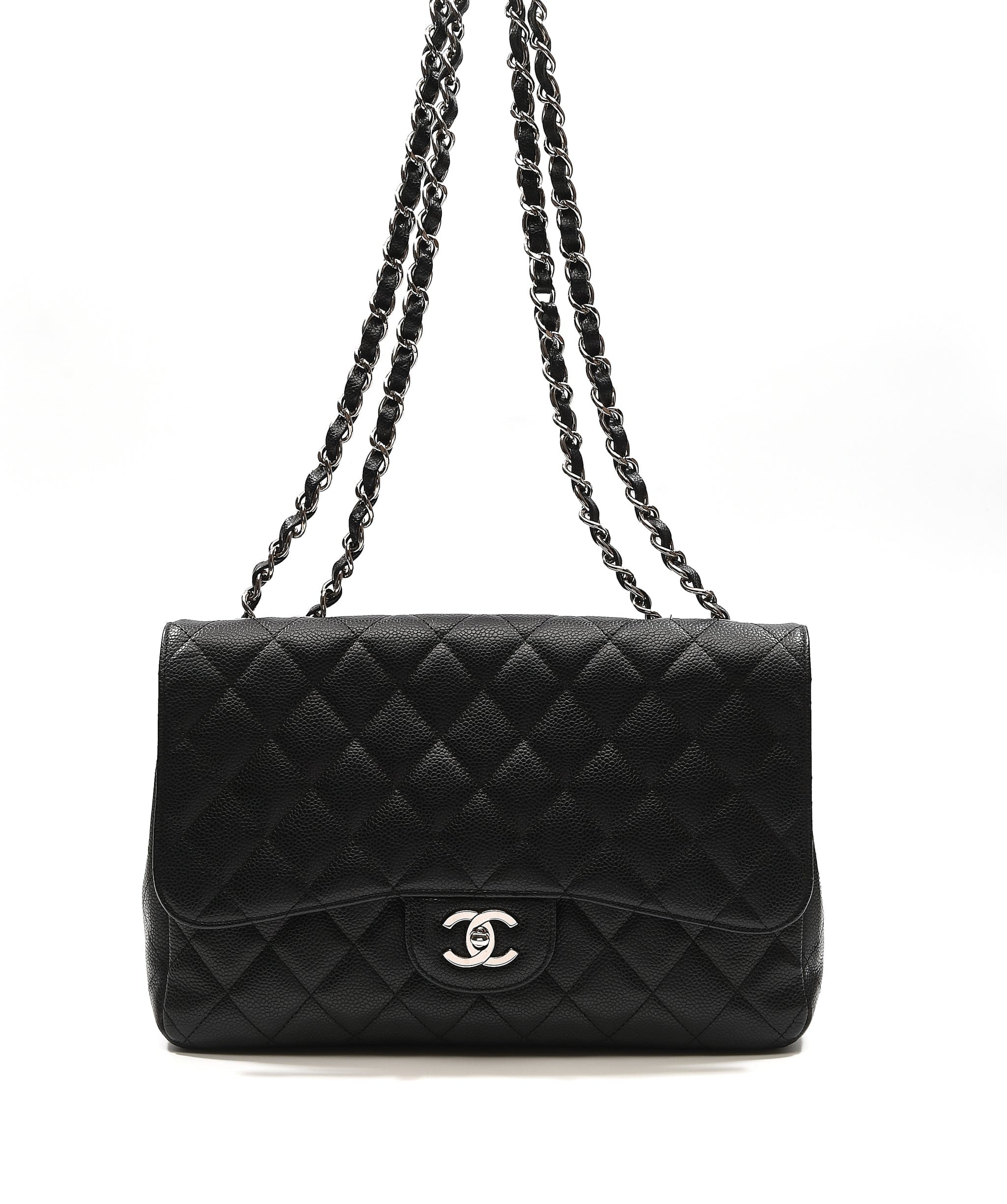 Chanel Preloved Chanel Jumbo Black Caviar SHW SKC1009