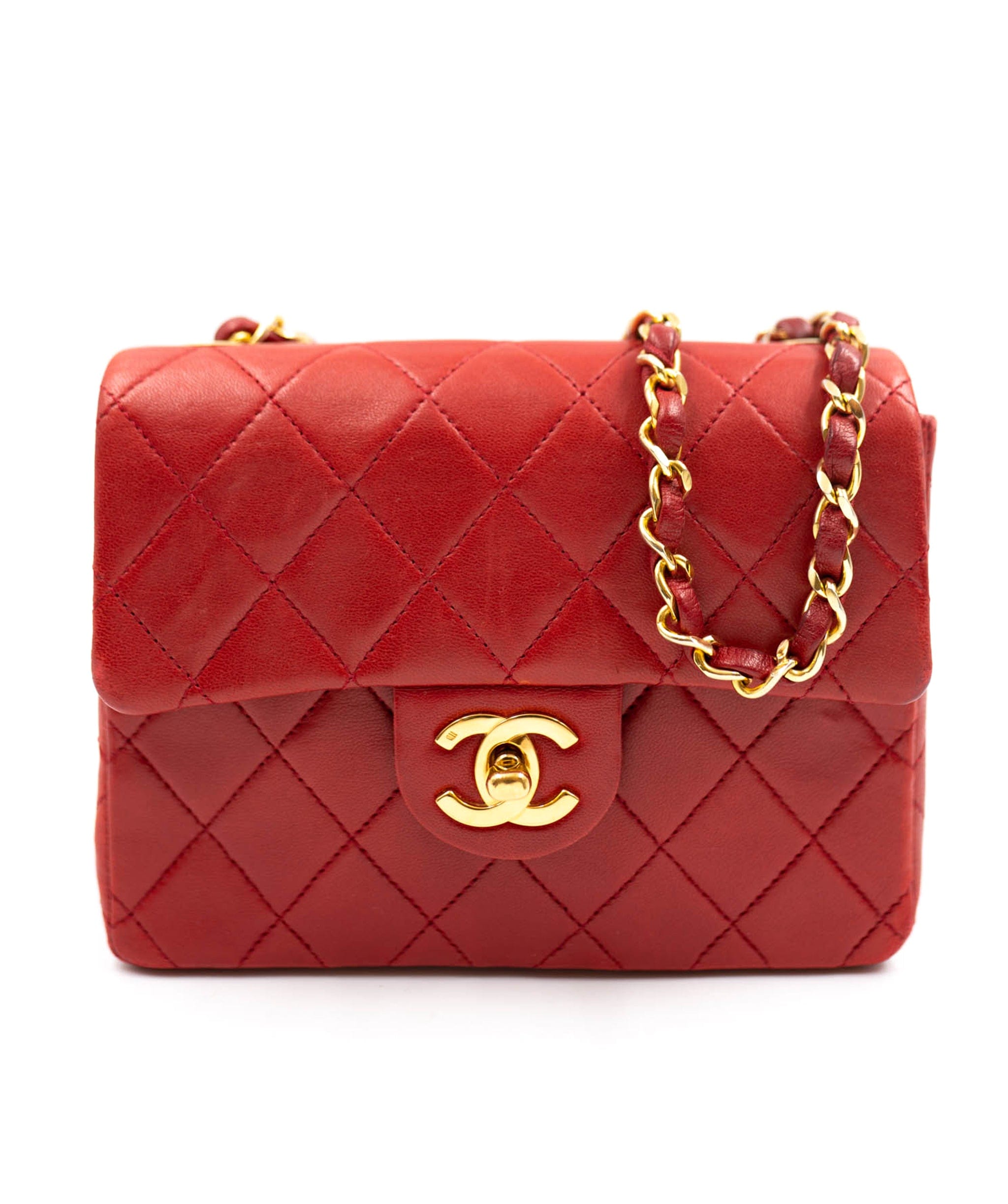 Chanel Rare Chanel red mini square flap UKL1007