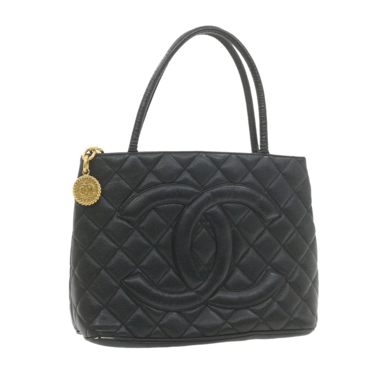 Chanel ****REPAIR****CHANEL Caviar Skin Matelasse Tote Bag Leather Black CC Auth gt906 - AWL1096