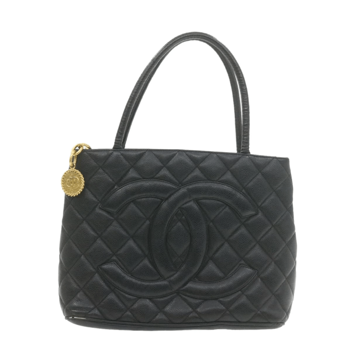 Chanel ****REPAIR****CHANEL Caviar Skin Matelasse Tote Bag Leather Black CC Auth gt906 - AWL1096