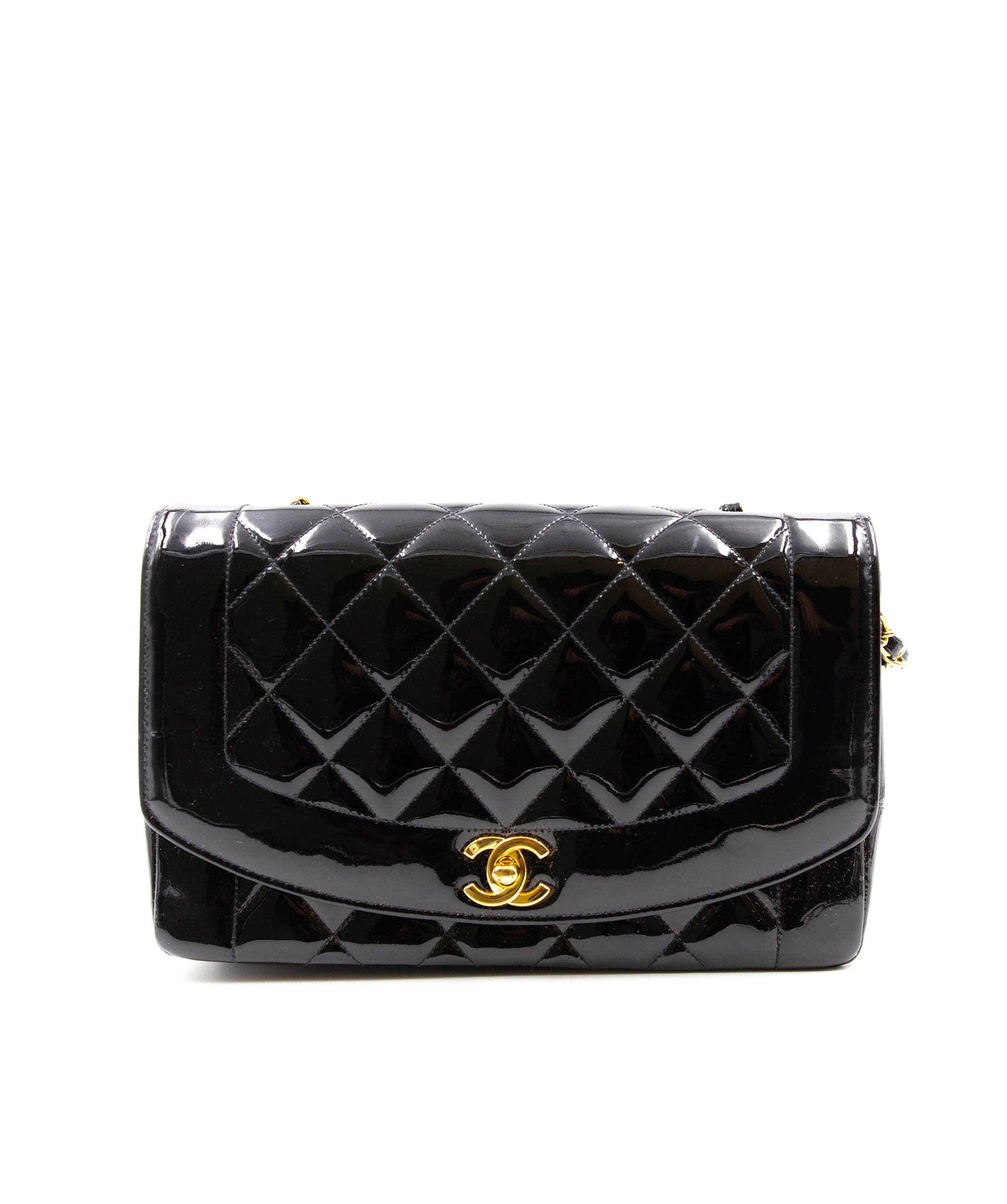 Chanel Super Rare Chanel Diana Bag in Black Patent ASL3937