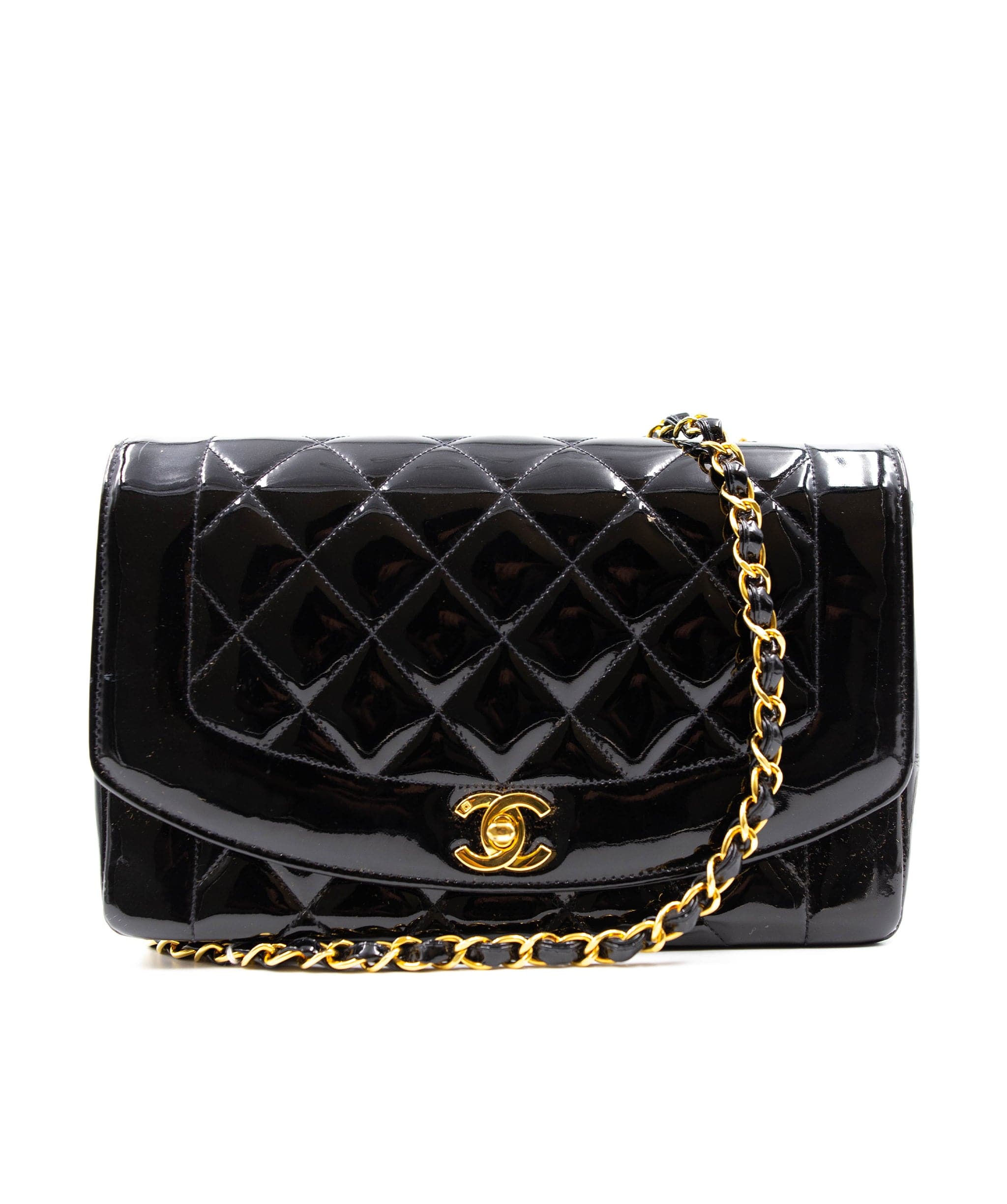 Chanel Super Rare Chanel Diana Bag in Black Patent ASL3937