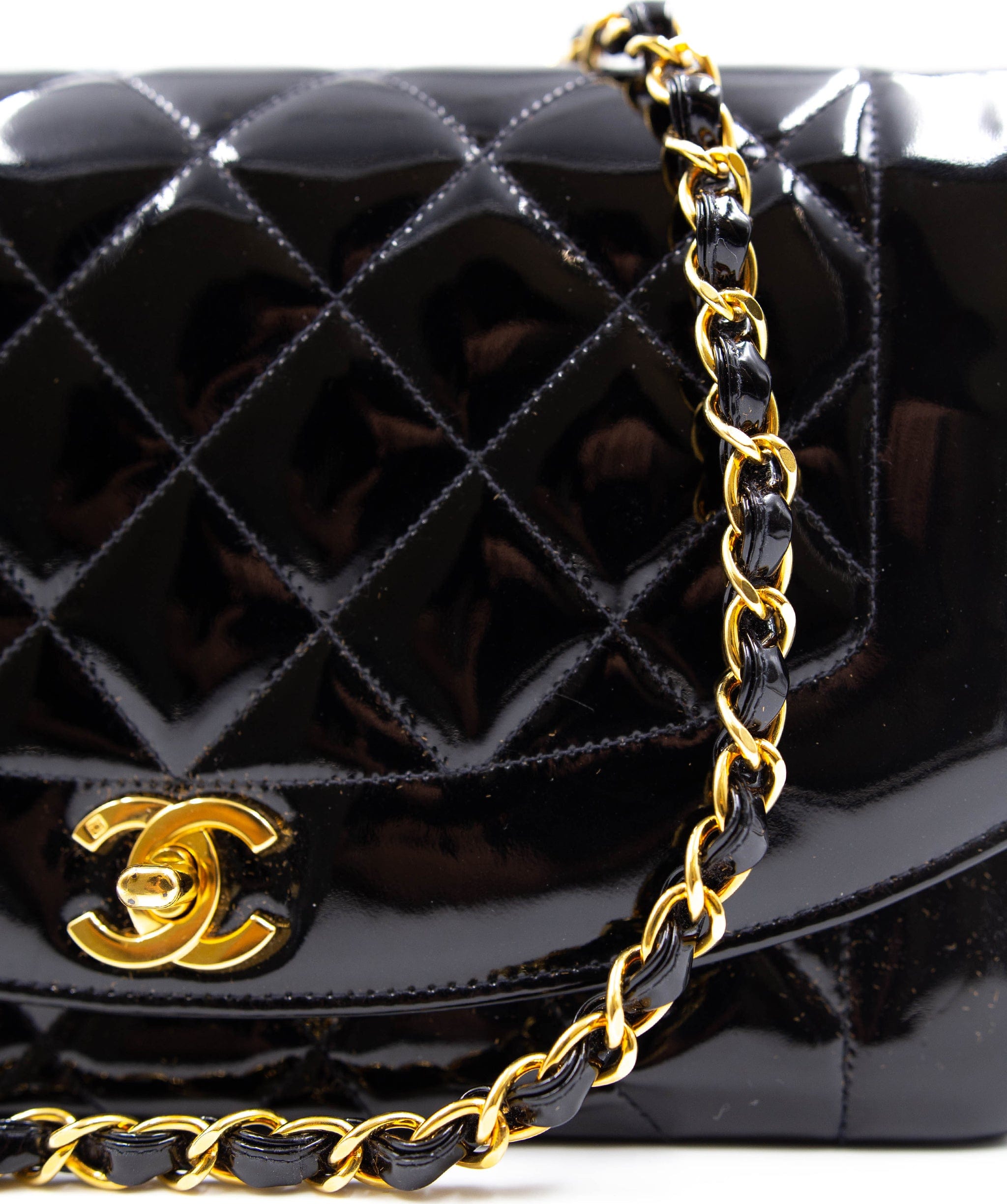 Chanel Super Rare Chanel Diana Bag in Black Patent ASL3937