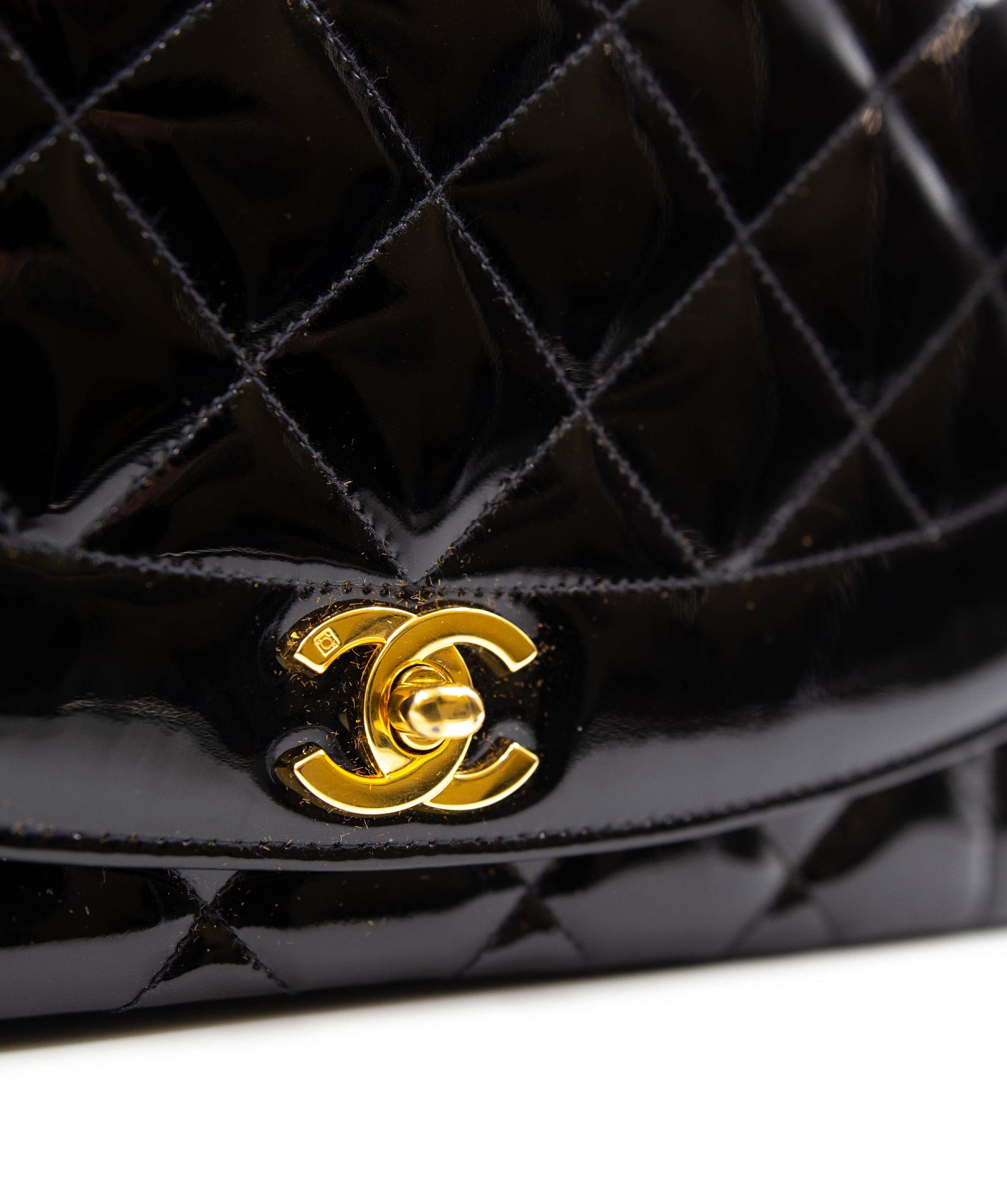 Chanel Super Rare Chanel Diana Bag in Black Patent ASL3937