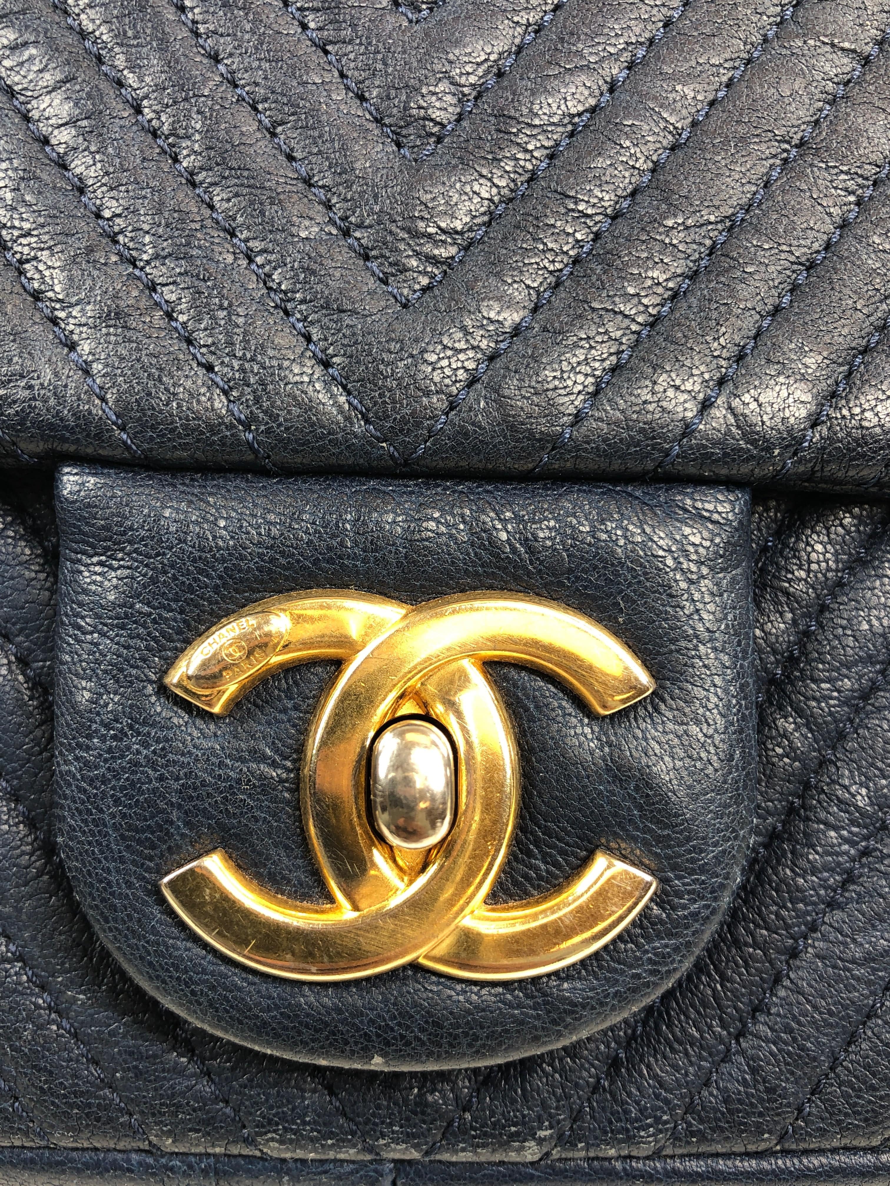 Chanel V-Stitch Chain Shoulder Bag Blue S / W 3972353