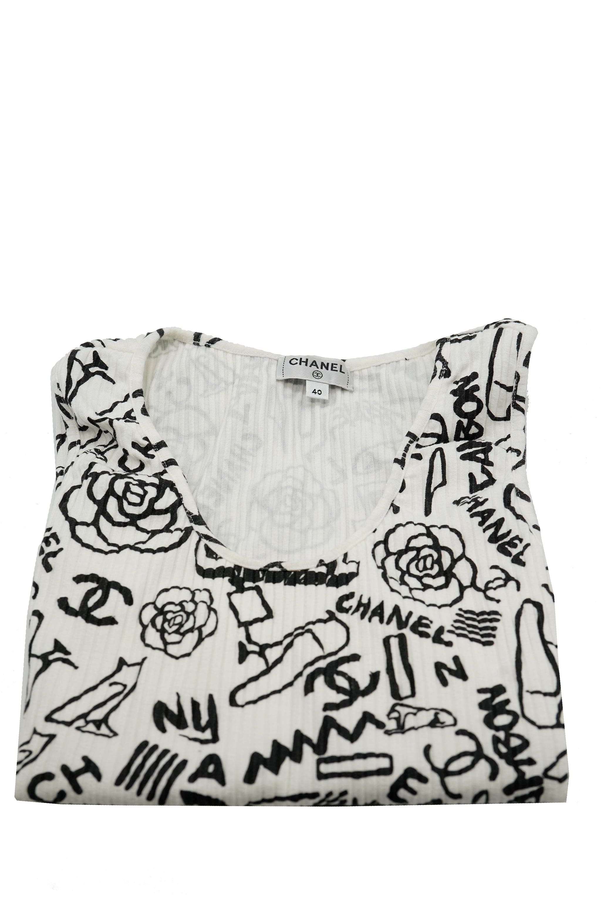 Chanel CChanel tank top white and black graffitis ASC1417