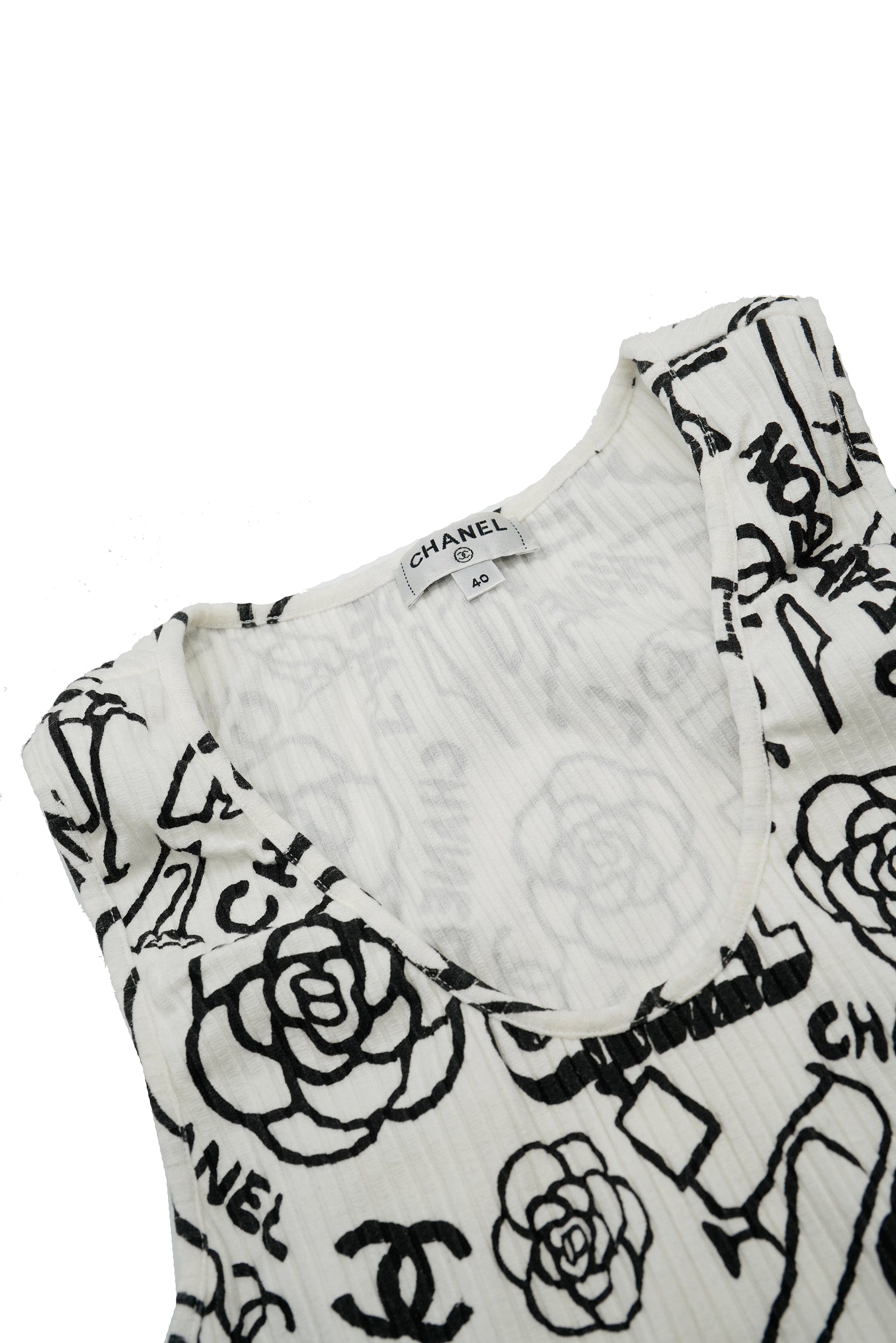 Chanel CChanel tank top white and black graffitis ASC1417