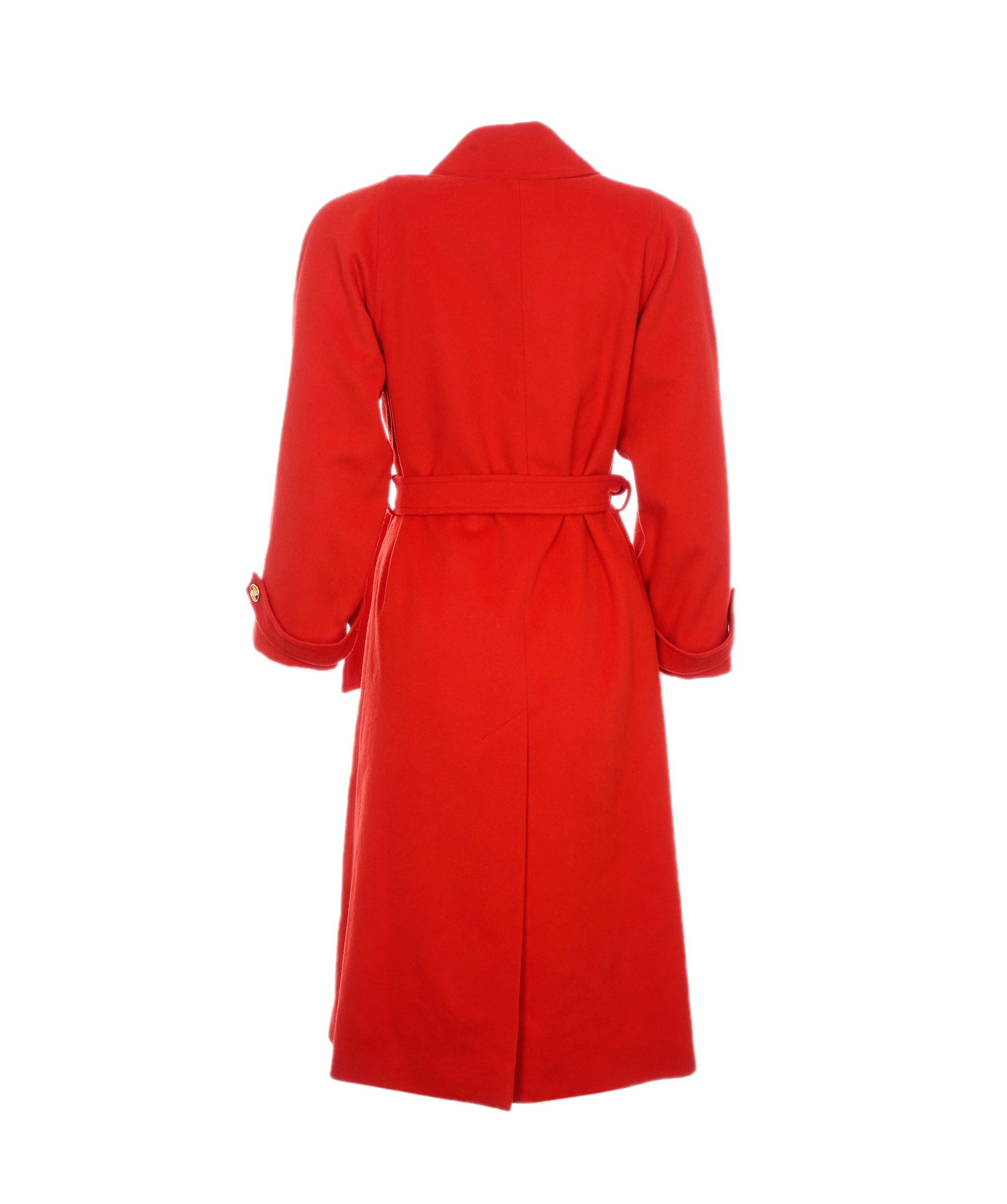 Chanel Celine Gold Button Long Coat Red ASL6972