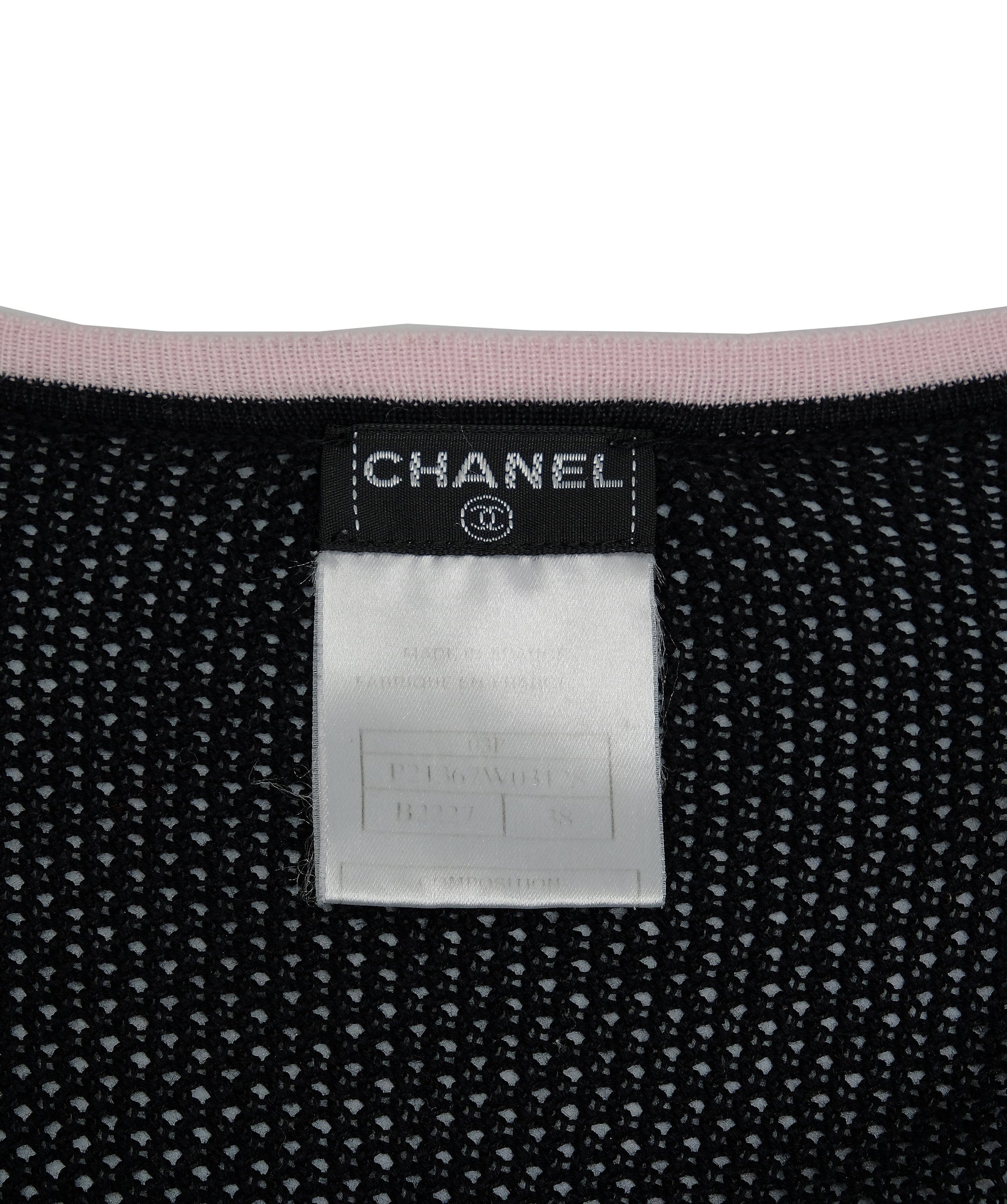 Chanel Chanel 03P Mesh Knit Zip Jacket Black Pink ASL7465