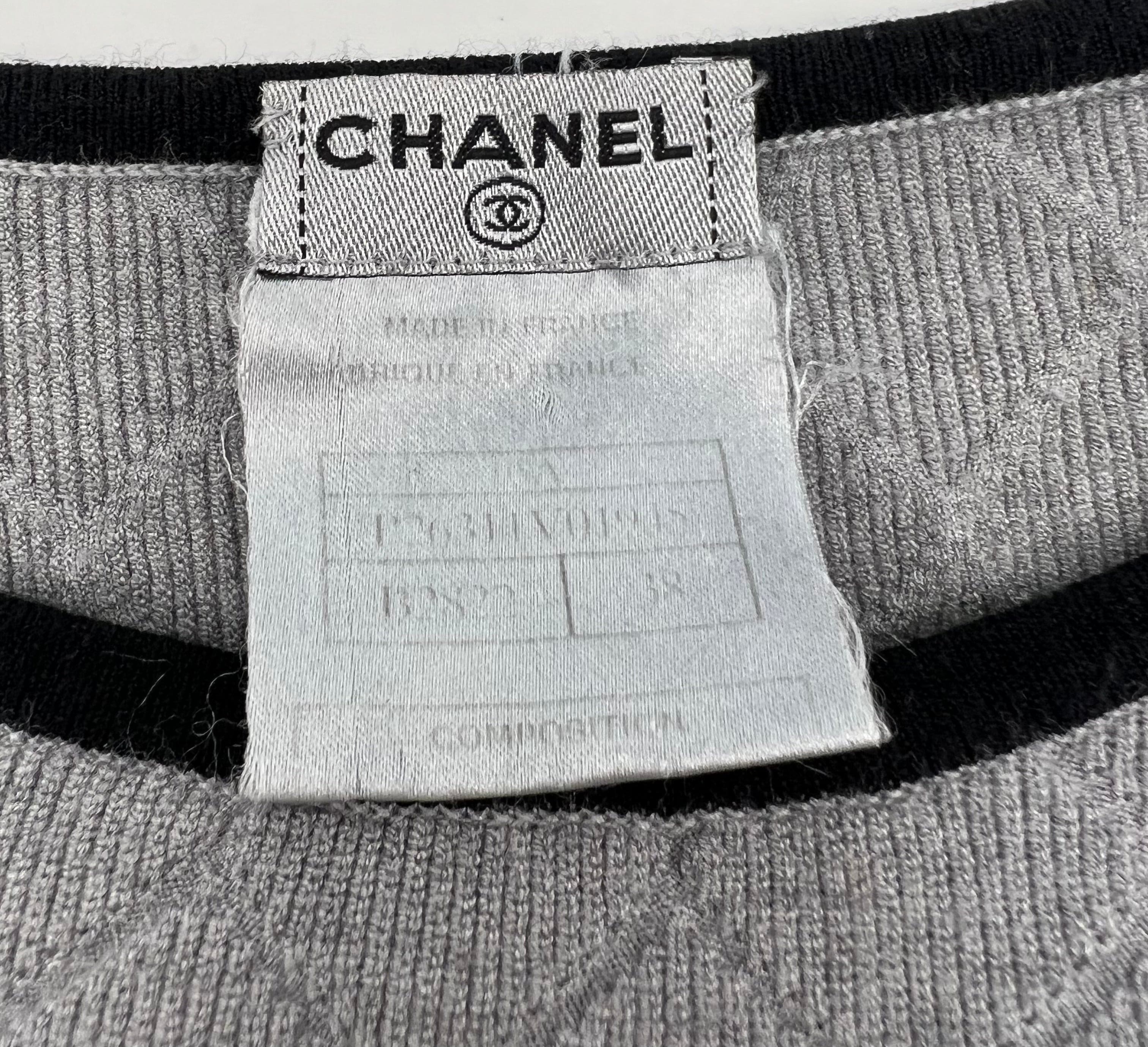 Chanel Chanel 05A Big CC Pullover Sweater Gray Black ASL3961