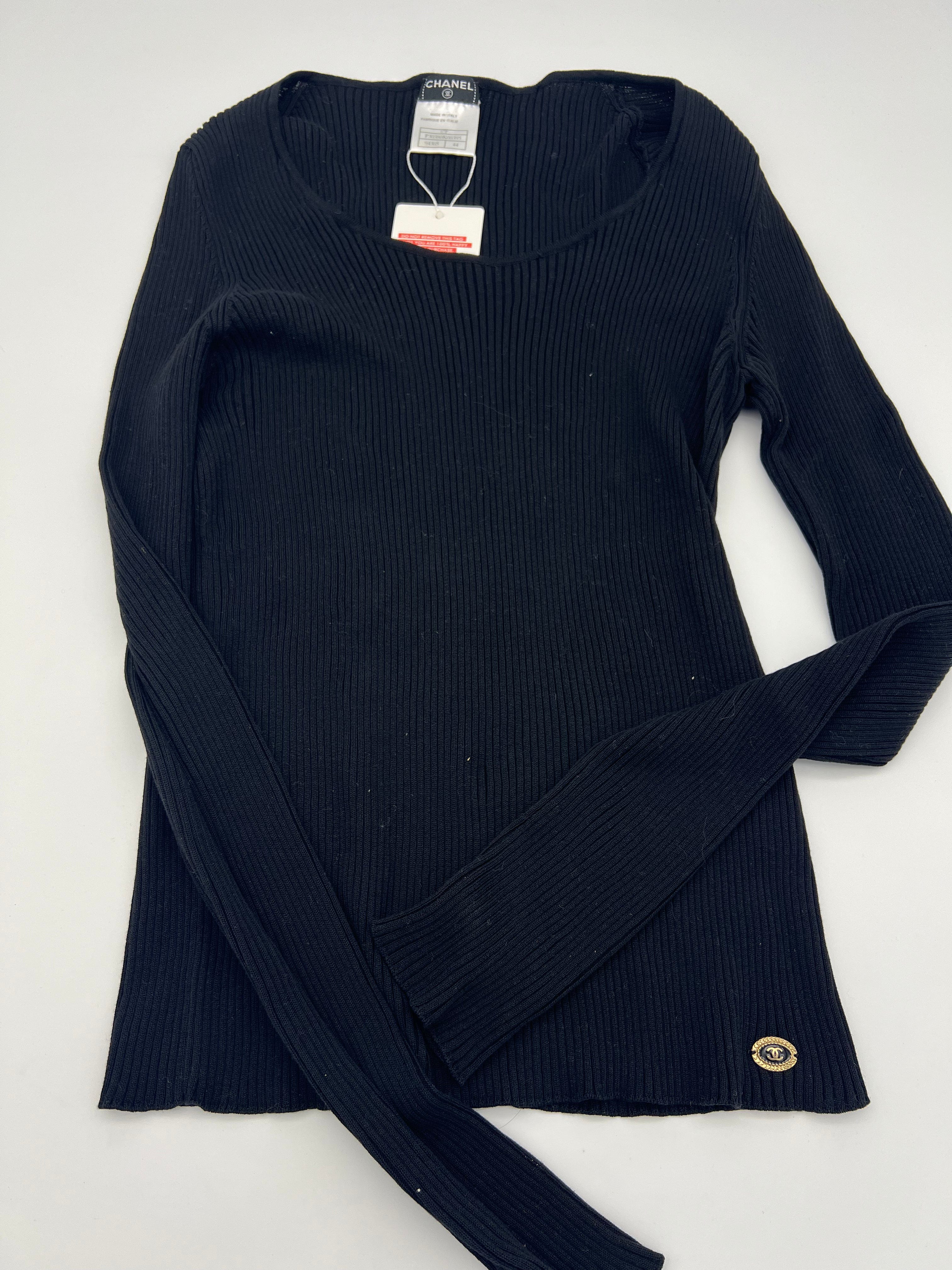 Chanel Chanel 07P Rib Sweater Black ASL5969