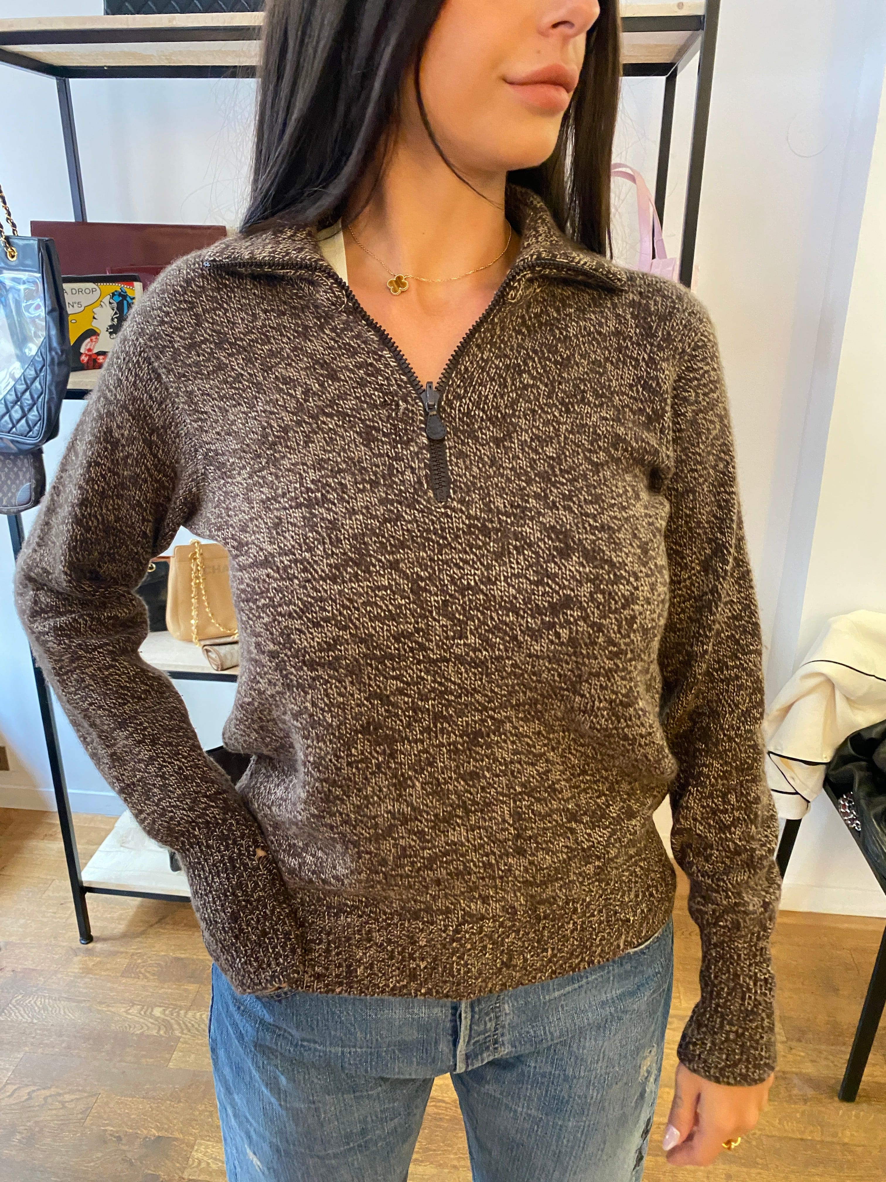 Chanel Chanel 96A Big CC Sweater Brown ASL4446