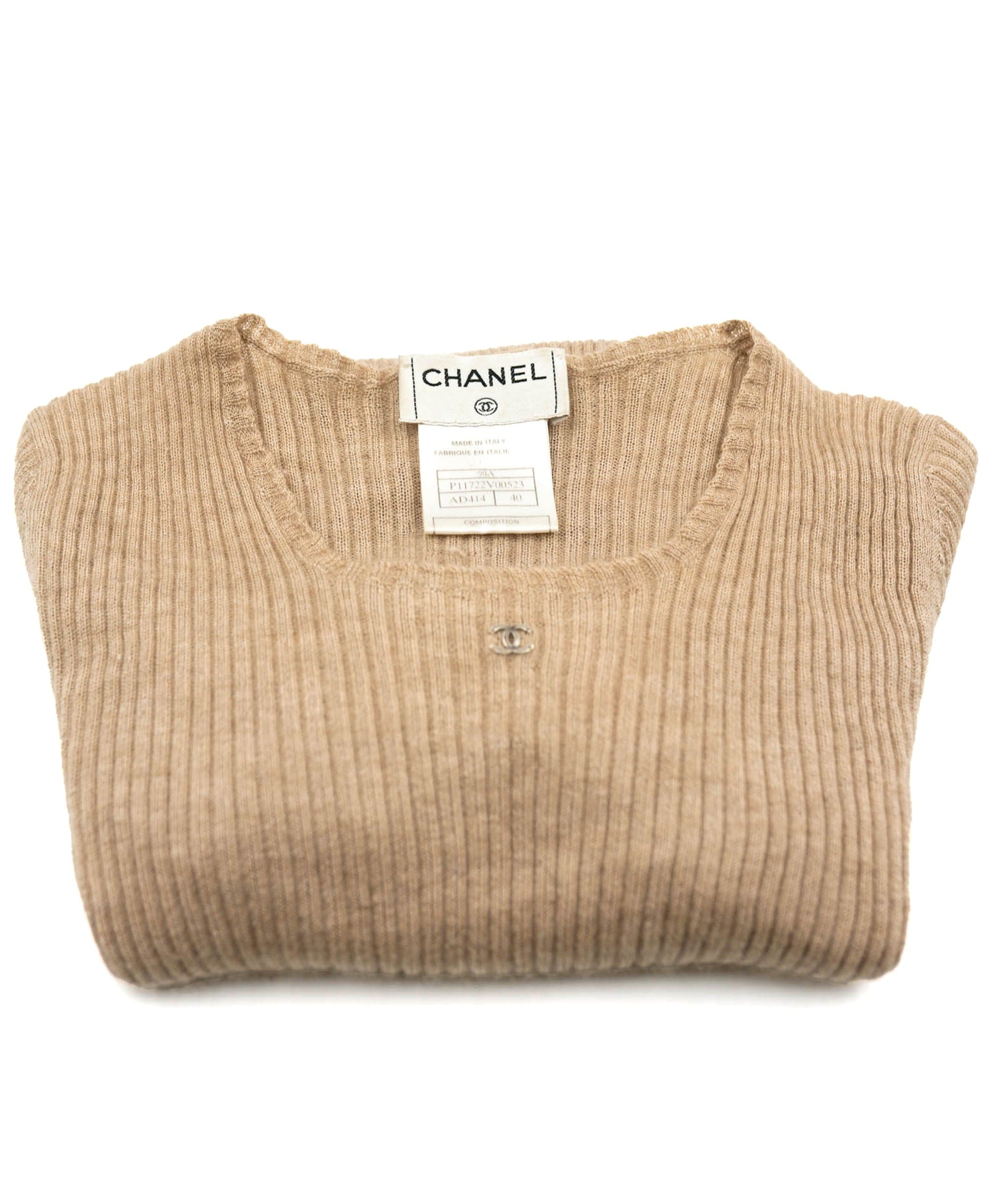 Chanel Chanel 98A CC Rib Sweater Beige ASL4792