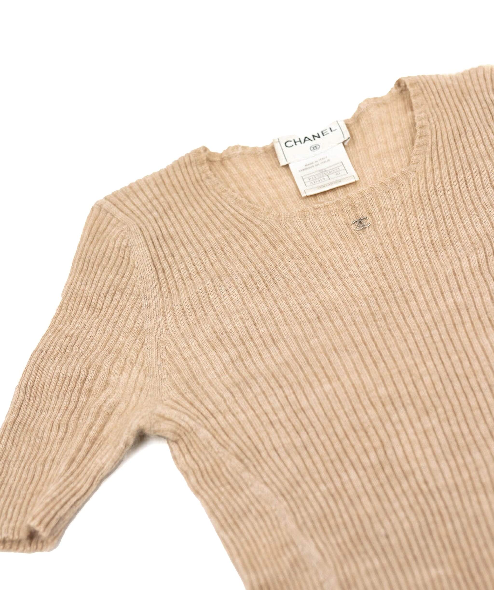 Chanel Chanel 98A CC Rib Sweater Beige ASL4792