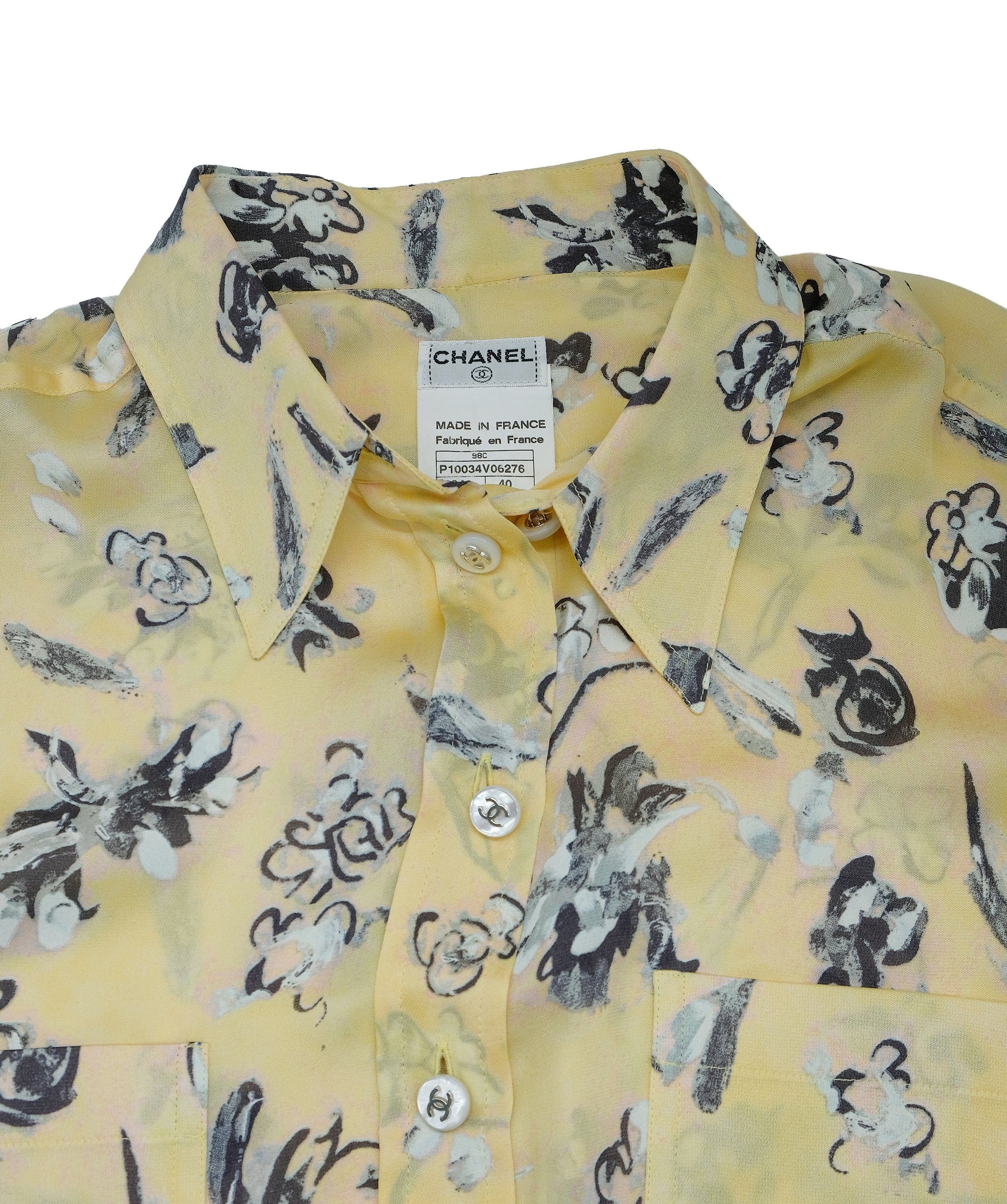 Chanel Chanel 98C Flower Print Shirt & Shorts Set Yello
 ASL7484