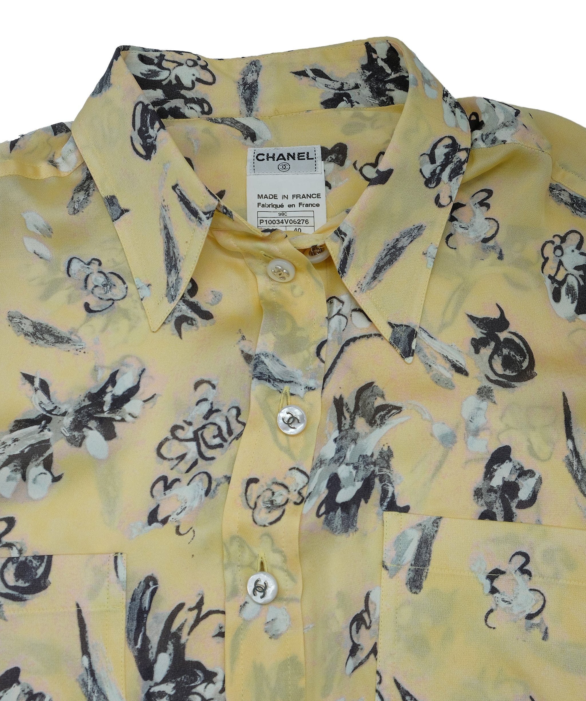 Chanel Chanel 98C Flower Print Shirt & Shorts Set Yello
 ASL7484