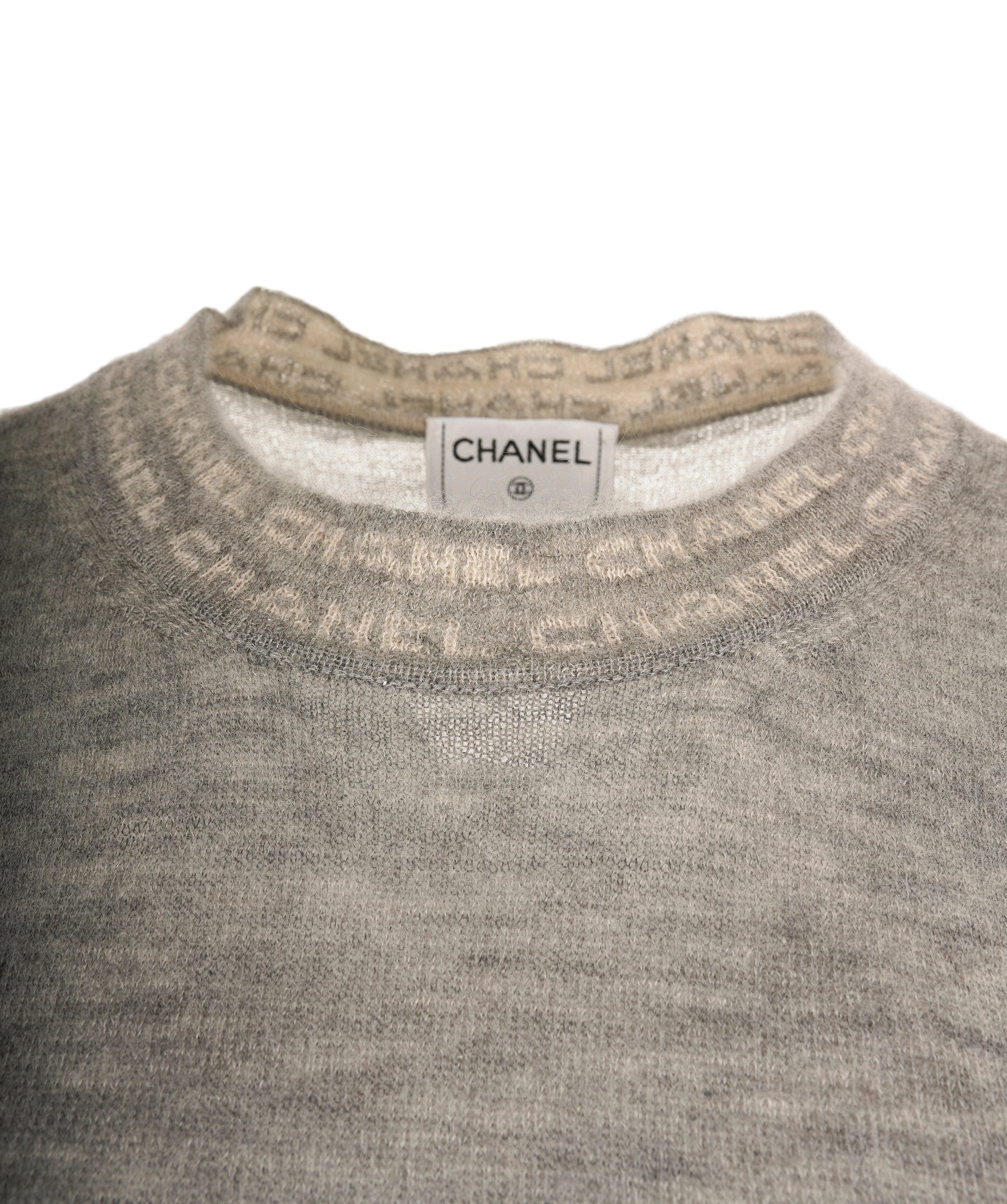 Chanel Chanel 99C Logo Collar Cashmere Top Gray ASL6709