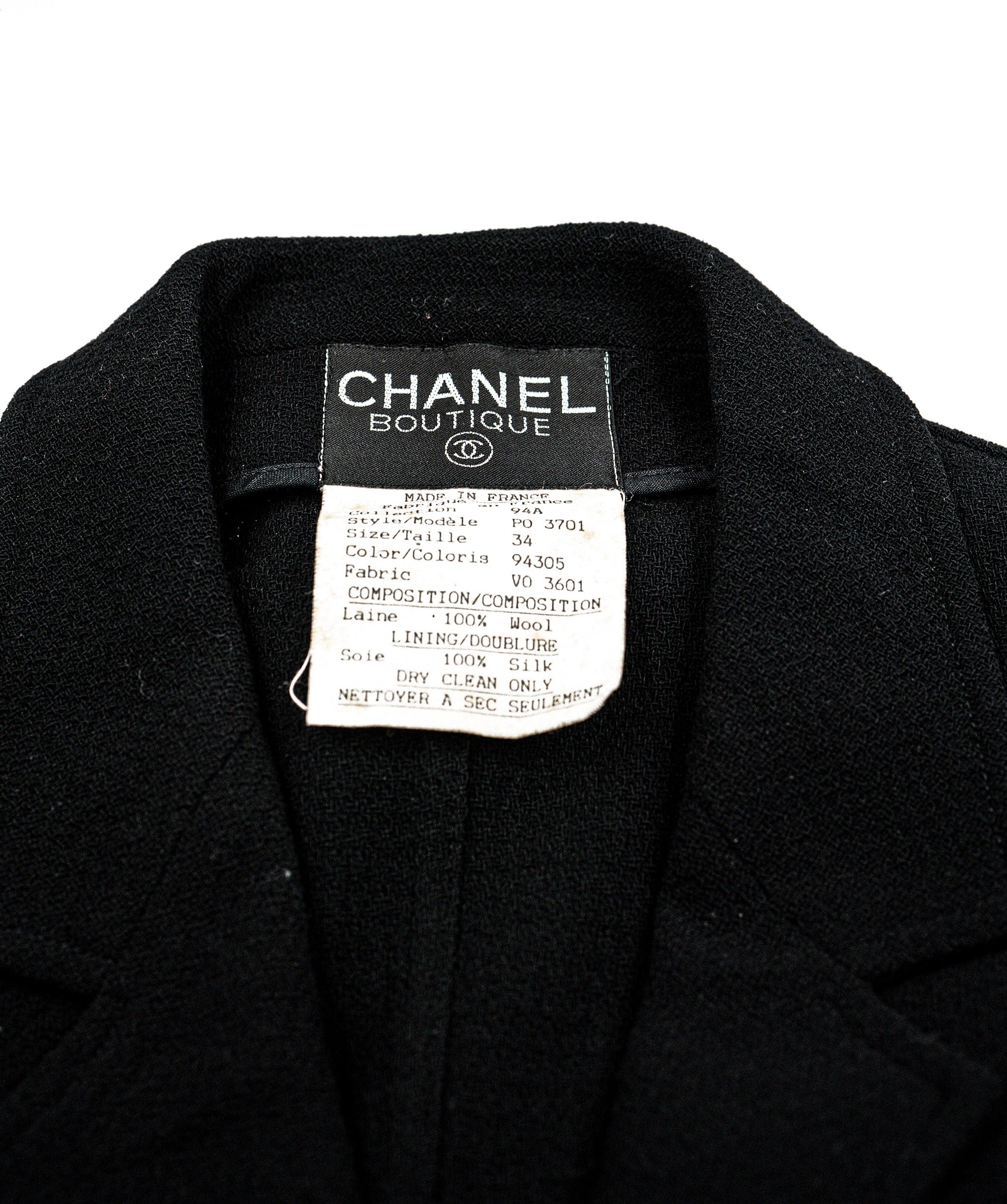 Chanel Chanel Big CC Buttons Long Jacket Black ASL5024