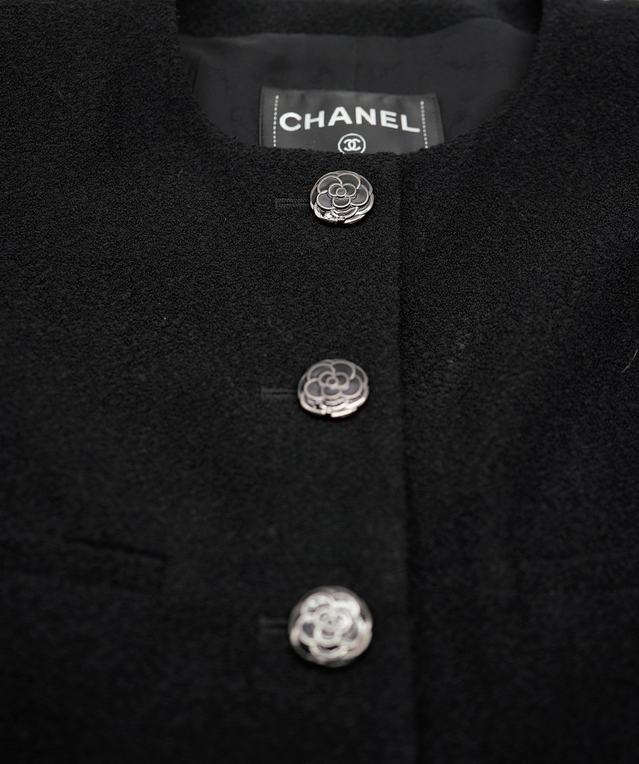 Chanel Chanel black Coco Camellia buttons Jacket ASL4073