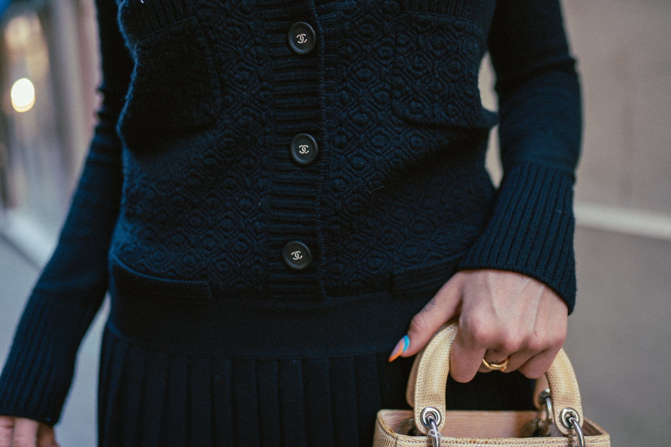 Chanel Chanel black knit dress with schoolgirl skirt details FR34 ASL3848