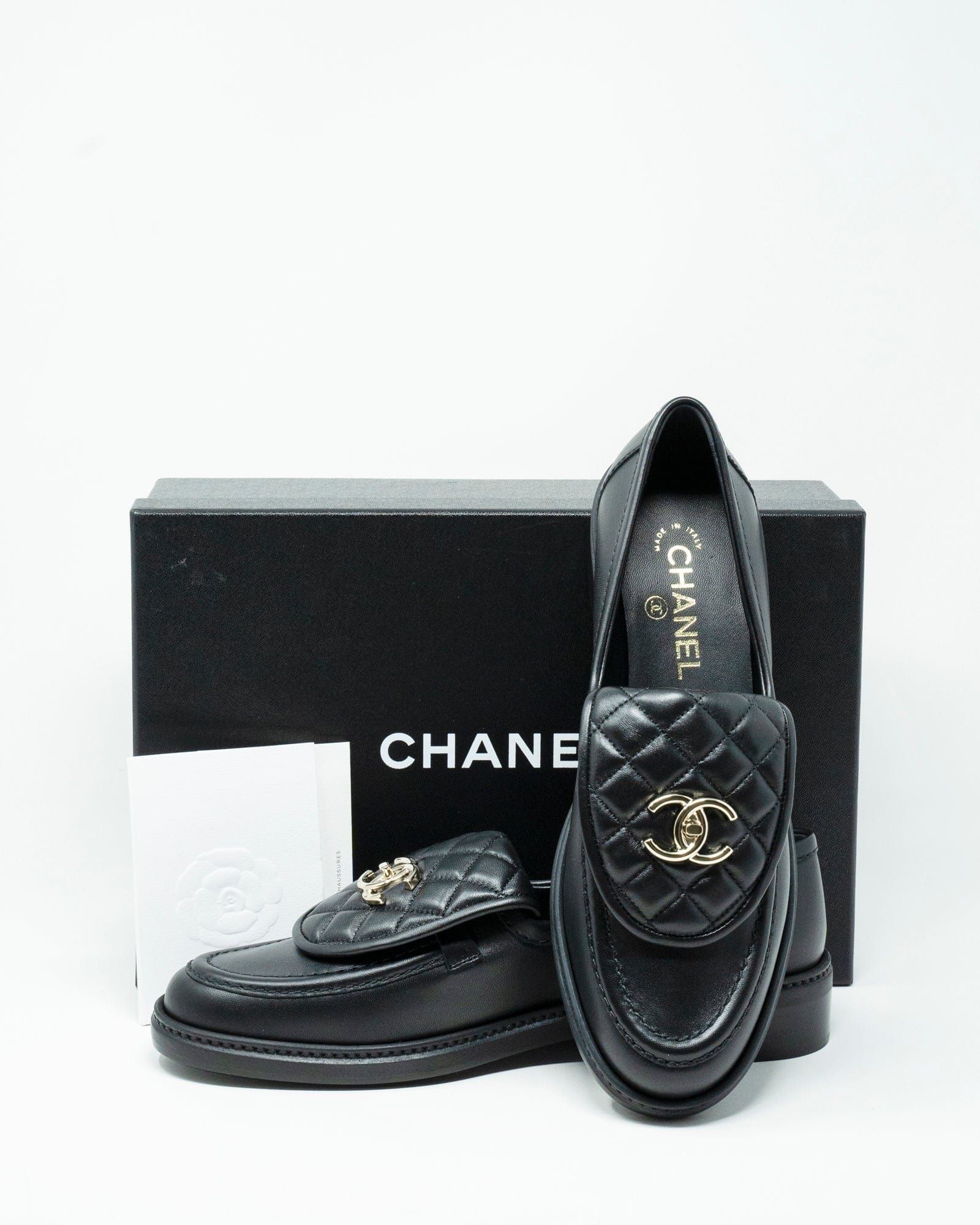 Chanel Chanel black loafers with CC hardwaresize 40 - AGL2033