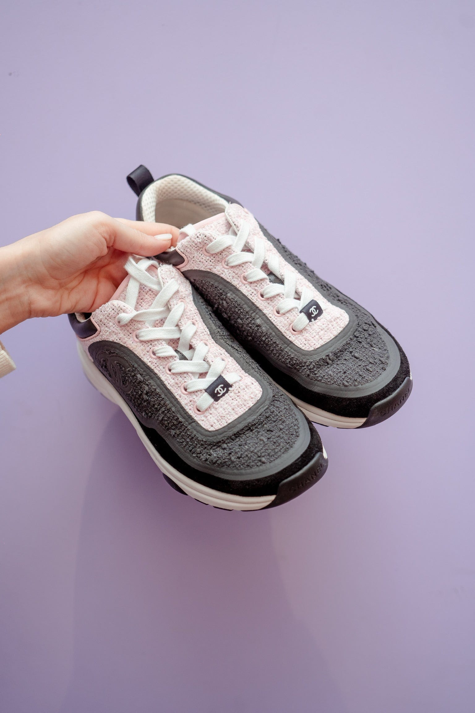 Chanel Chanel Black Pink White Trainers 38.5 EU - RJL1345