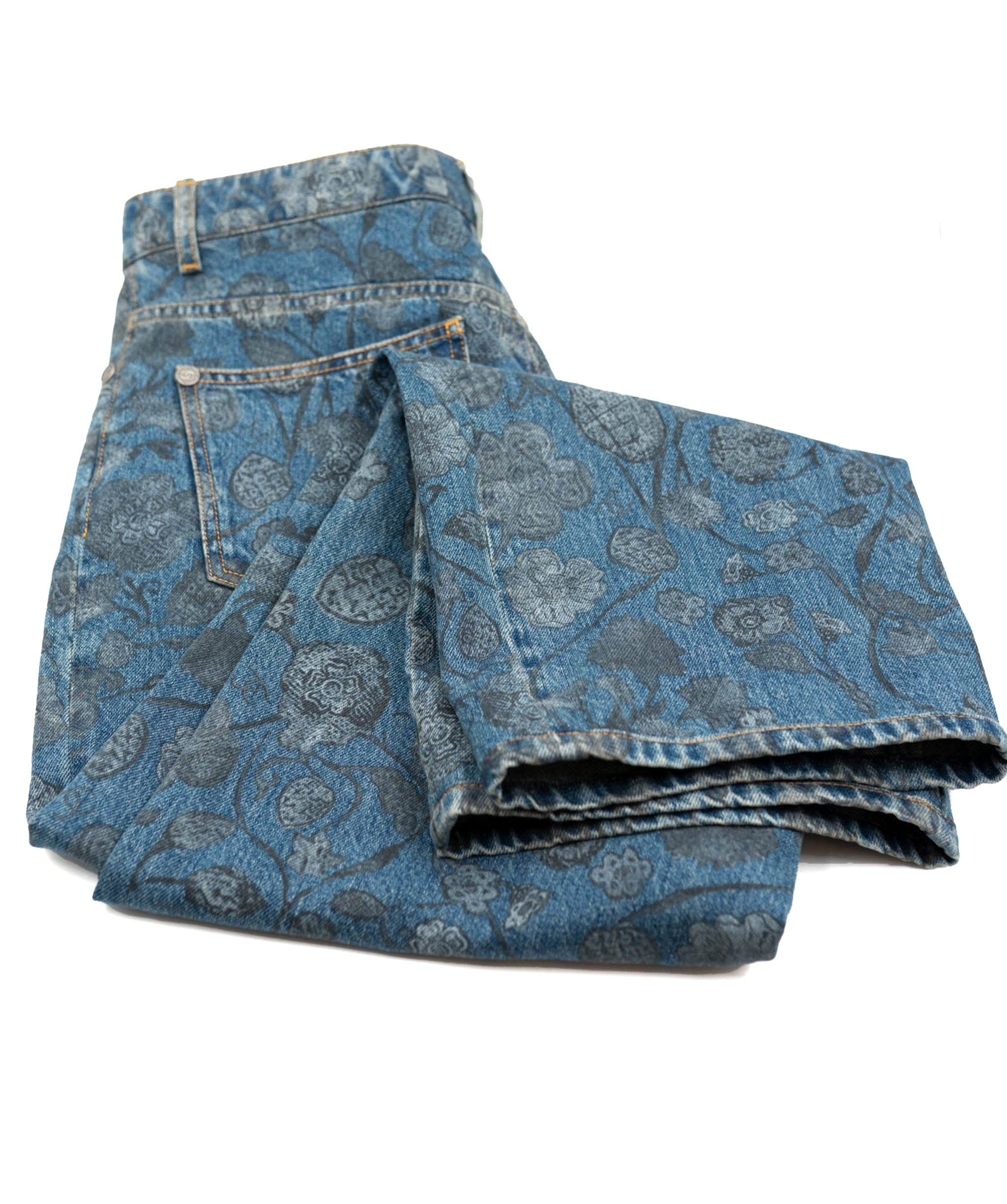 Chanel Chanel Blue Mid Wash Jeans With Floral Details  AGC1417