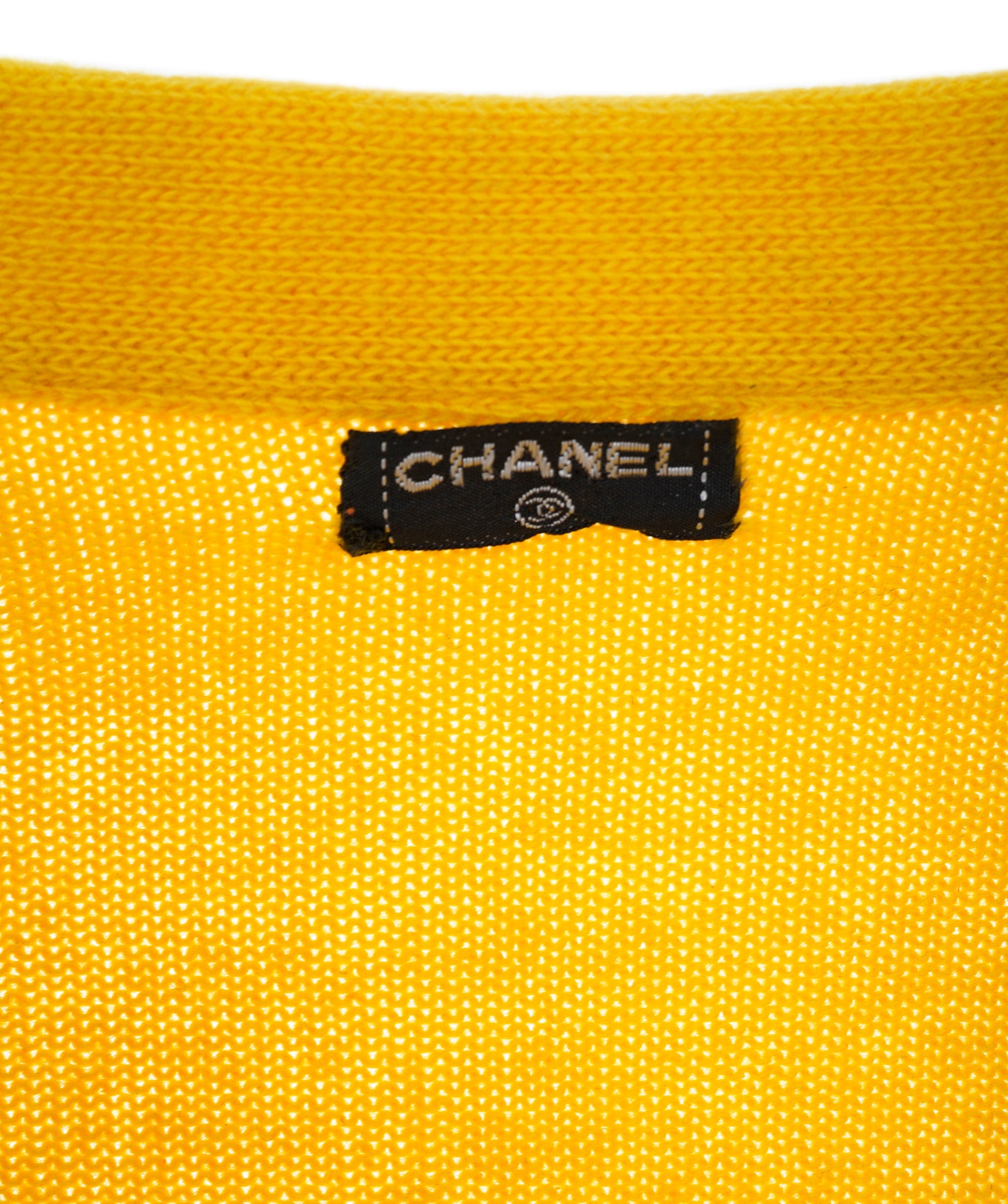 Chanel Chanel Cardigan with cc buttons yellow ASL3486