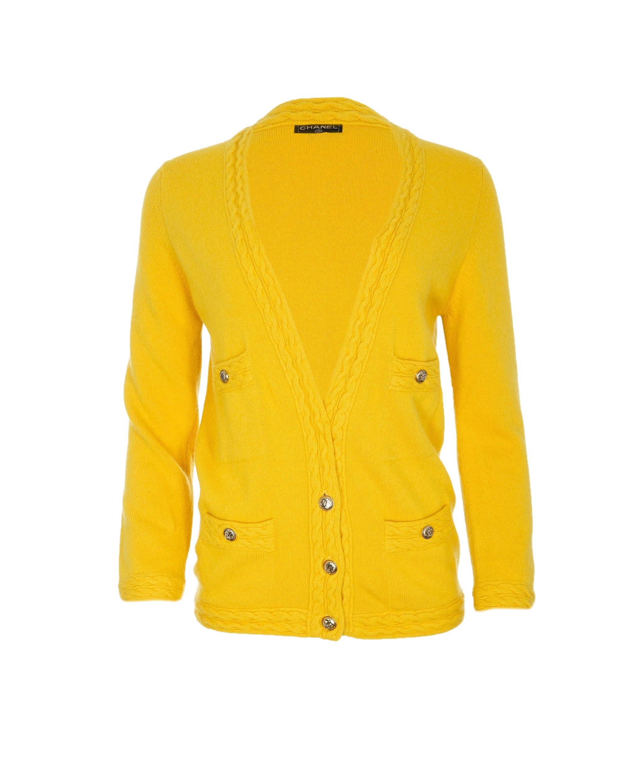 Chanel Chanel Cardigan with cc buttons yellow ASL3486