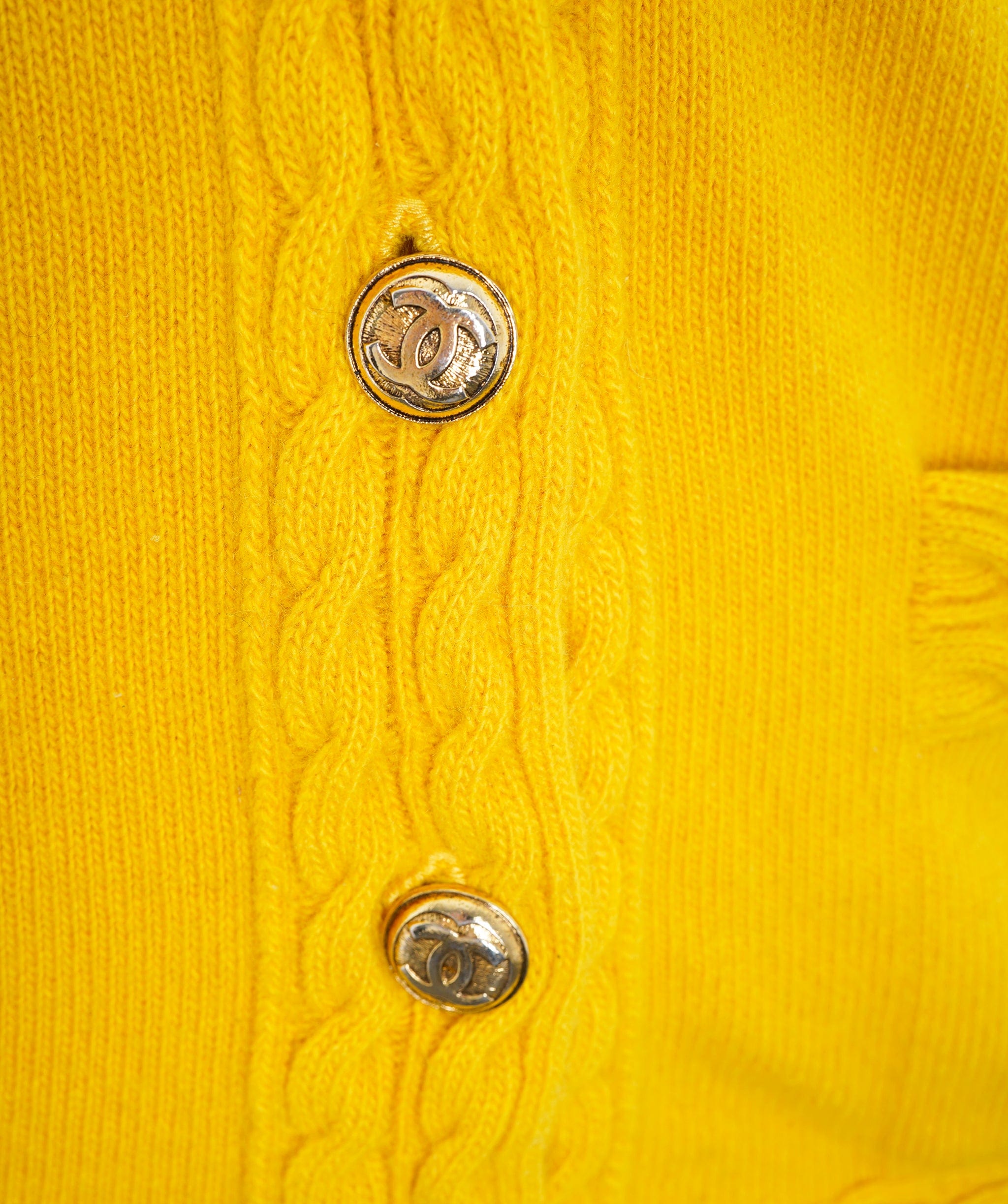 Chanel Chanel Cardigan with cc buttons yellow ASL3486