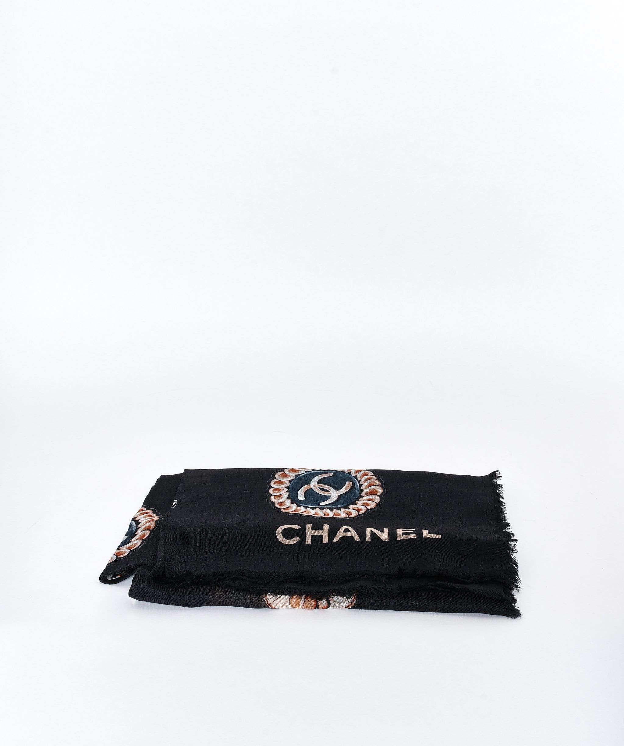 Chanel Chanel cashmere black scarf MW1257