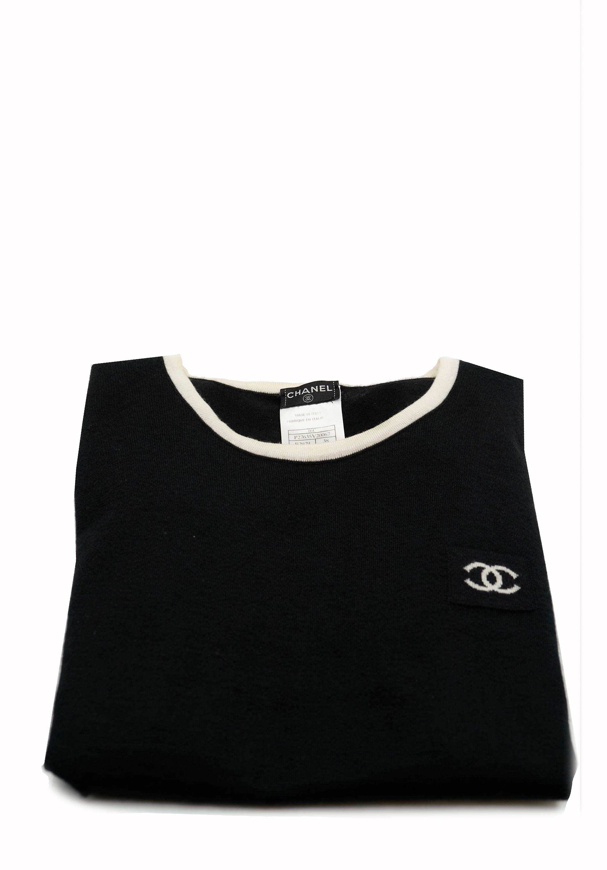 Chanel Chanel Cashmere Sweater Half Sleeve Black ASL5384